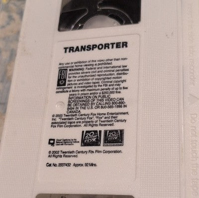 20th Century Fox Home Entertainment Transporter VHS with Rare white cover 2002 - Image 2