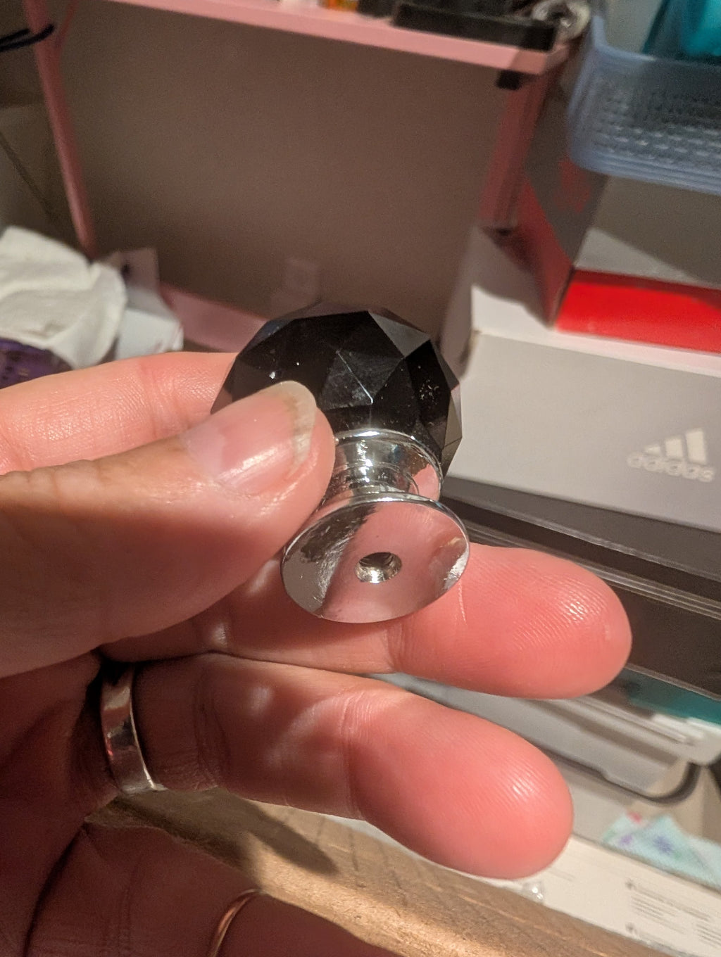 Set of 6 Black crystal drawer knobs with scews - Image 2