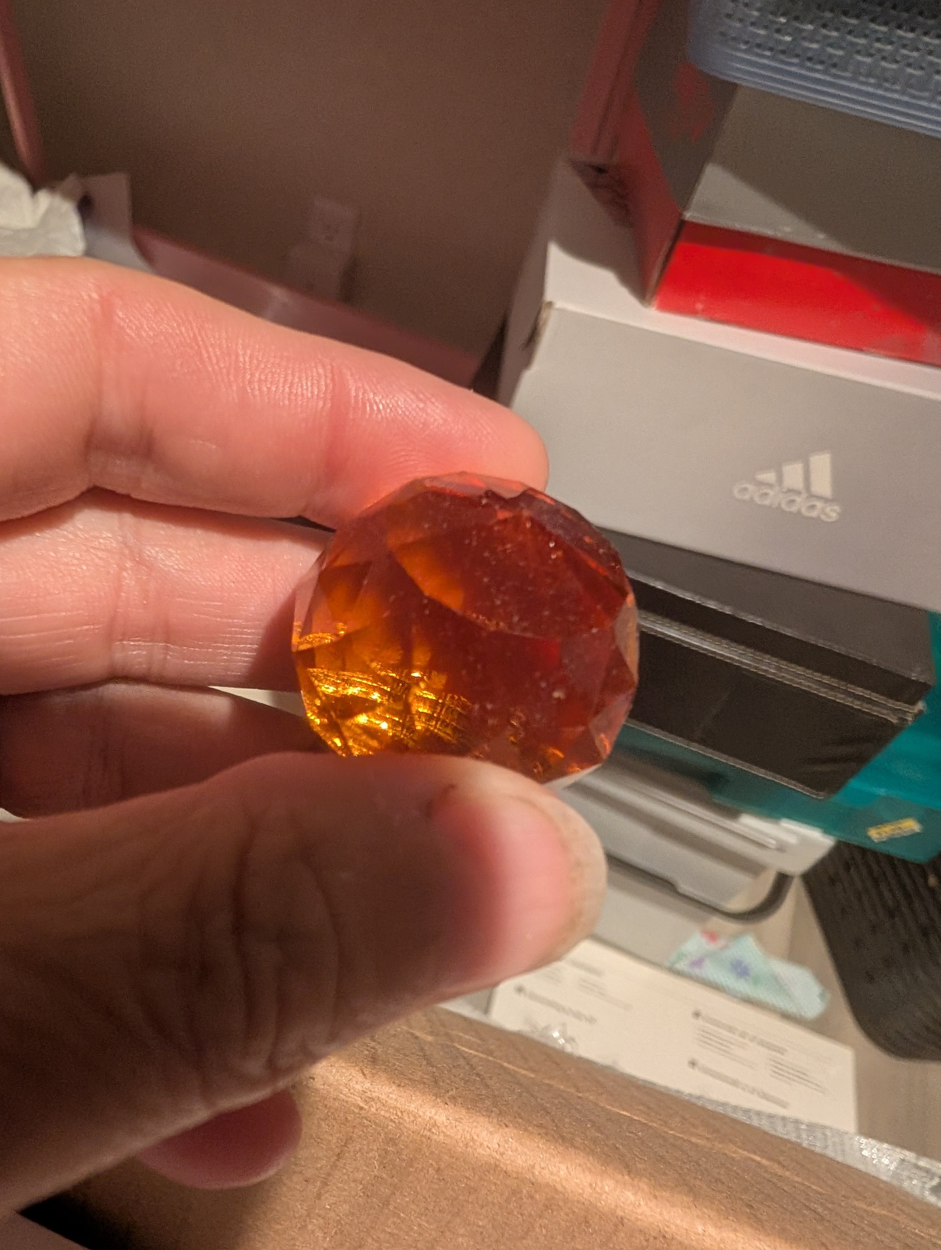 Set of 6 orange crystal drawer knobs with scews - Image 3