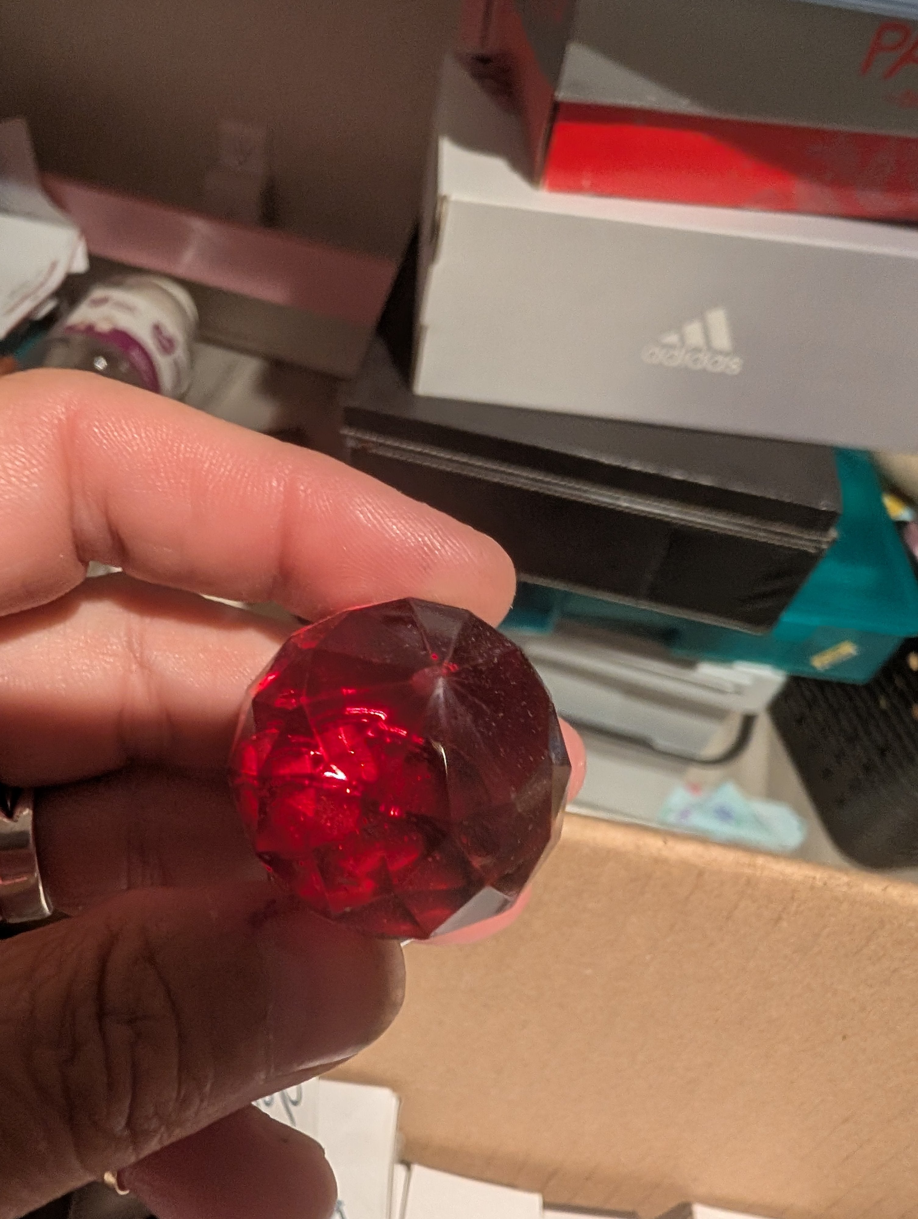 Set of 6 red crystal drawer knobs with scews - Image 2