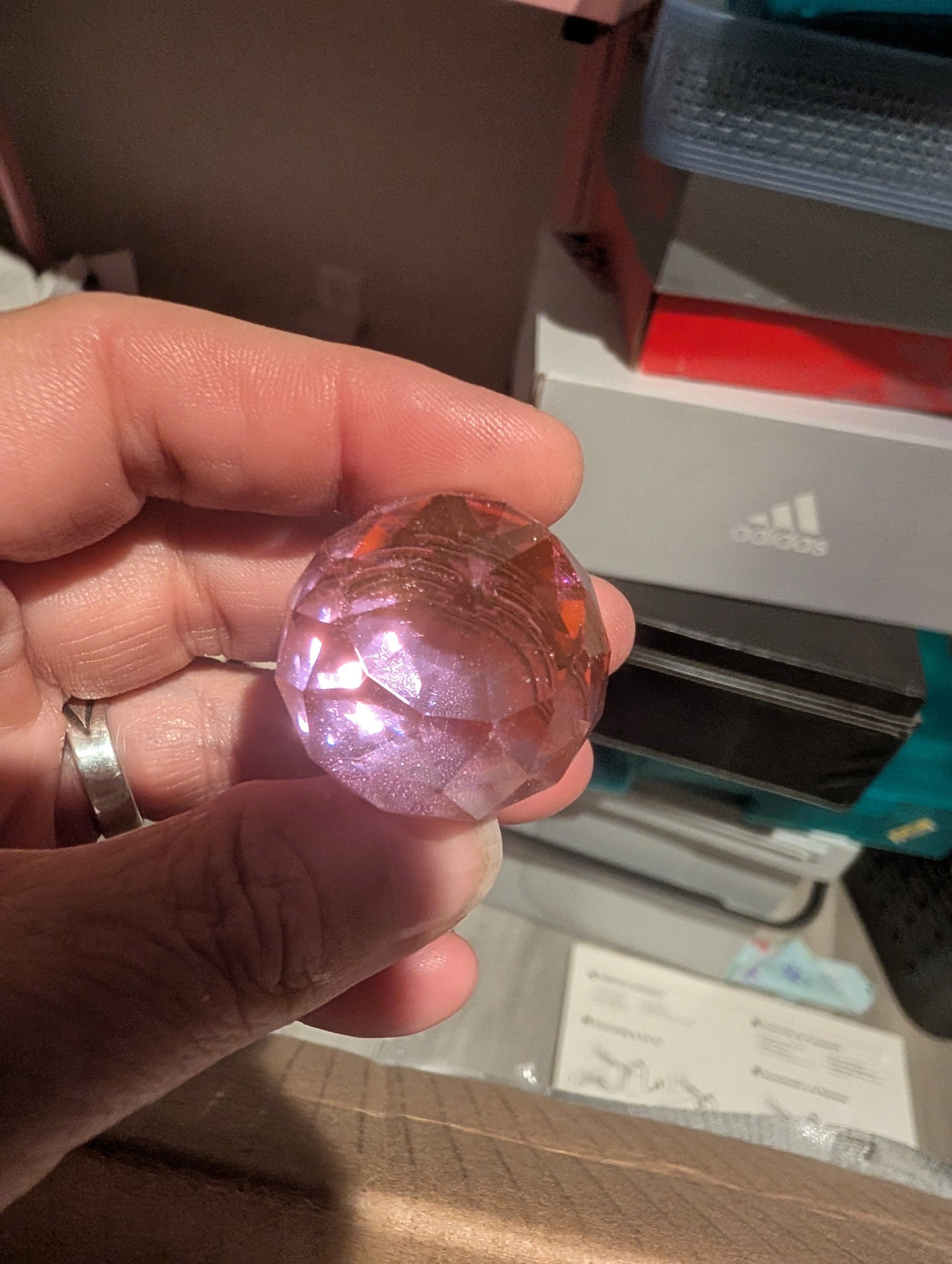 Set of 6 pink crystal drawer knobs with scews - Image 2
