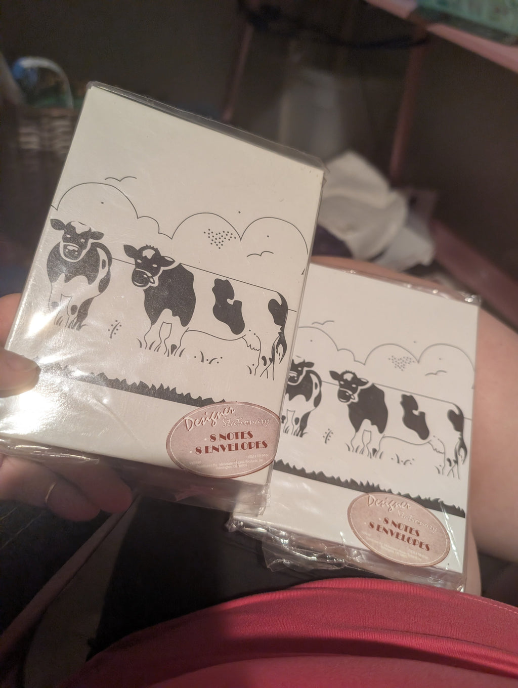 2 packs of cow note cards 8 per pack - Image 1
