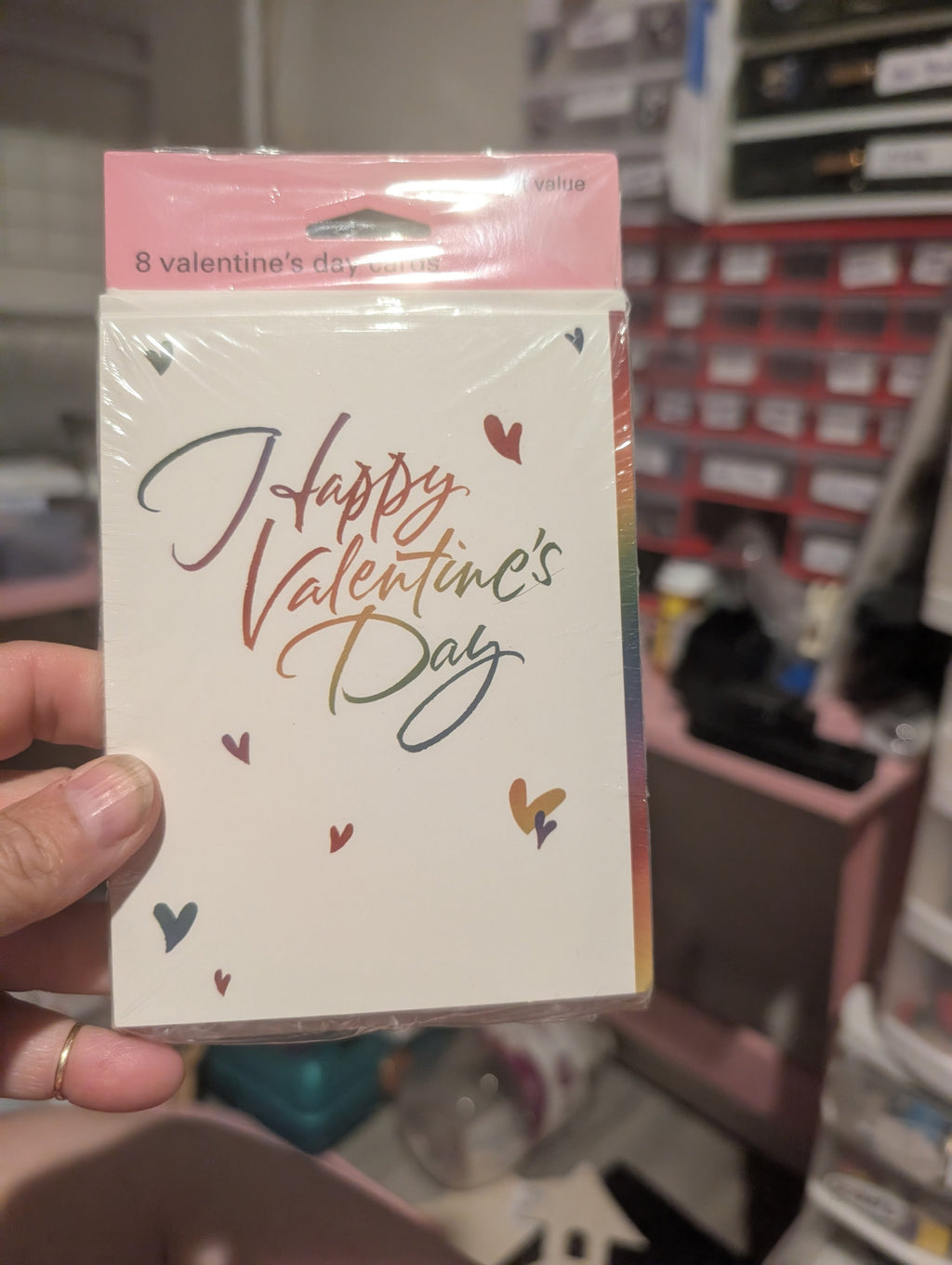 Valentine's Day Card Red Pink Hearts Gibson Nip Pack Of 8 Cards Envelopes - Image 1