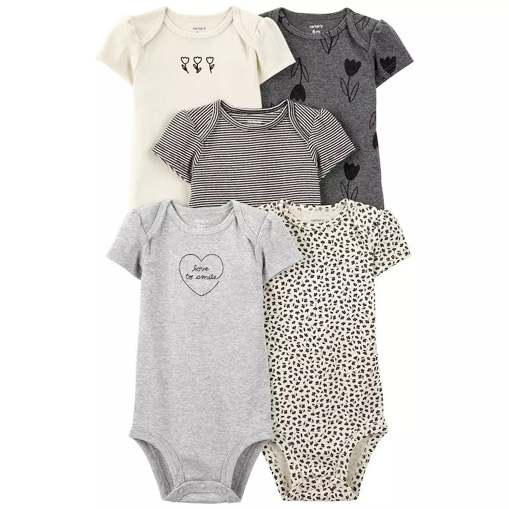Baby Girl Carter's 5-Pack Floral Bodysuits, Girl's, Size: Newborn, Multi - Image 3