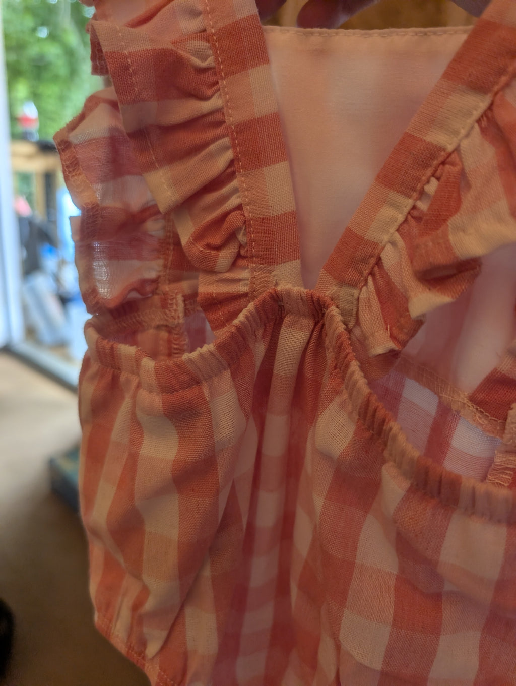 Pink Gingham Ruffle Baby Romper - Image 3