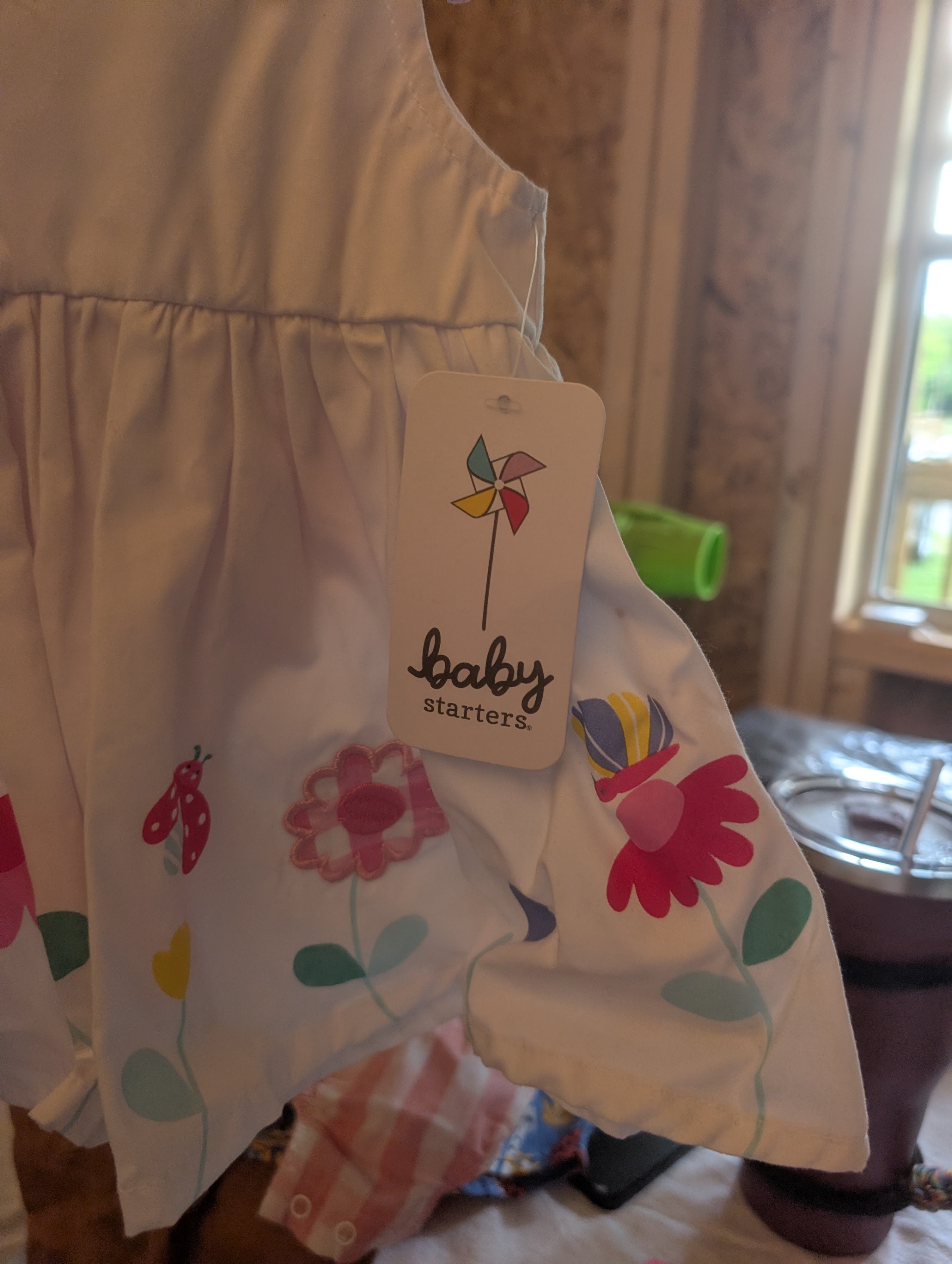 Baby Starters Floral Romper with Pink Gingham Bloomers 3M - Image 3