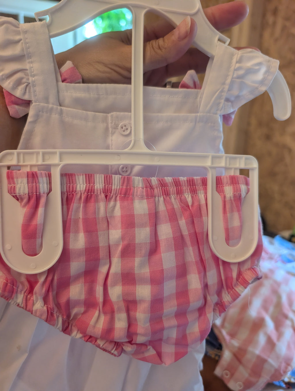 Baby Starters Floral Romper with Pink Gingham Bloomers 3M - Image 2