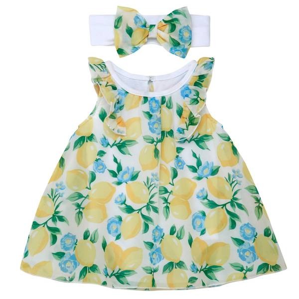 Baby Starters Infant Girl's Lemon Floral Dress Set - Image 1