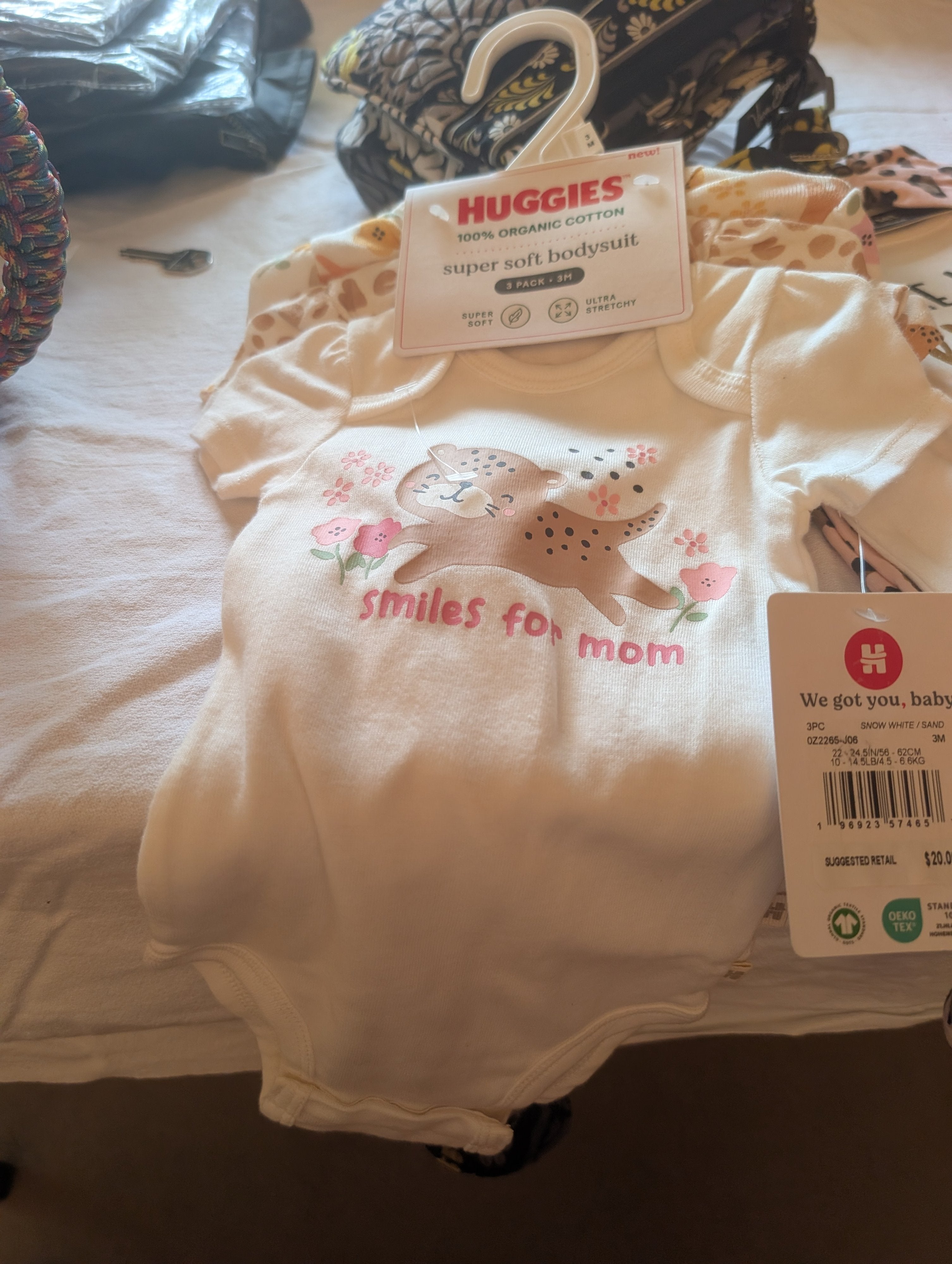 Huggies Organic Cotton Baby Bodysuit 3-Pack 3M - Image 1