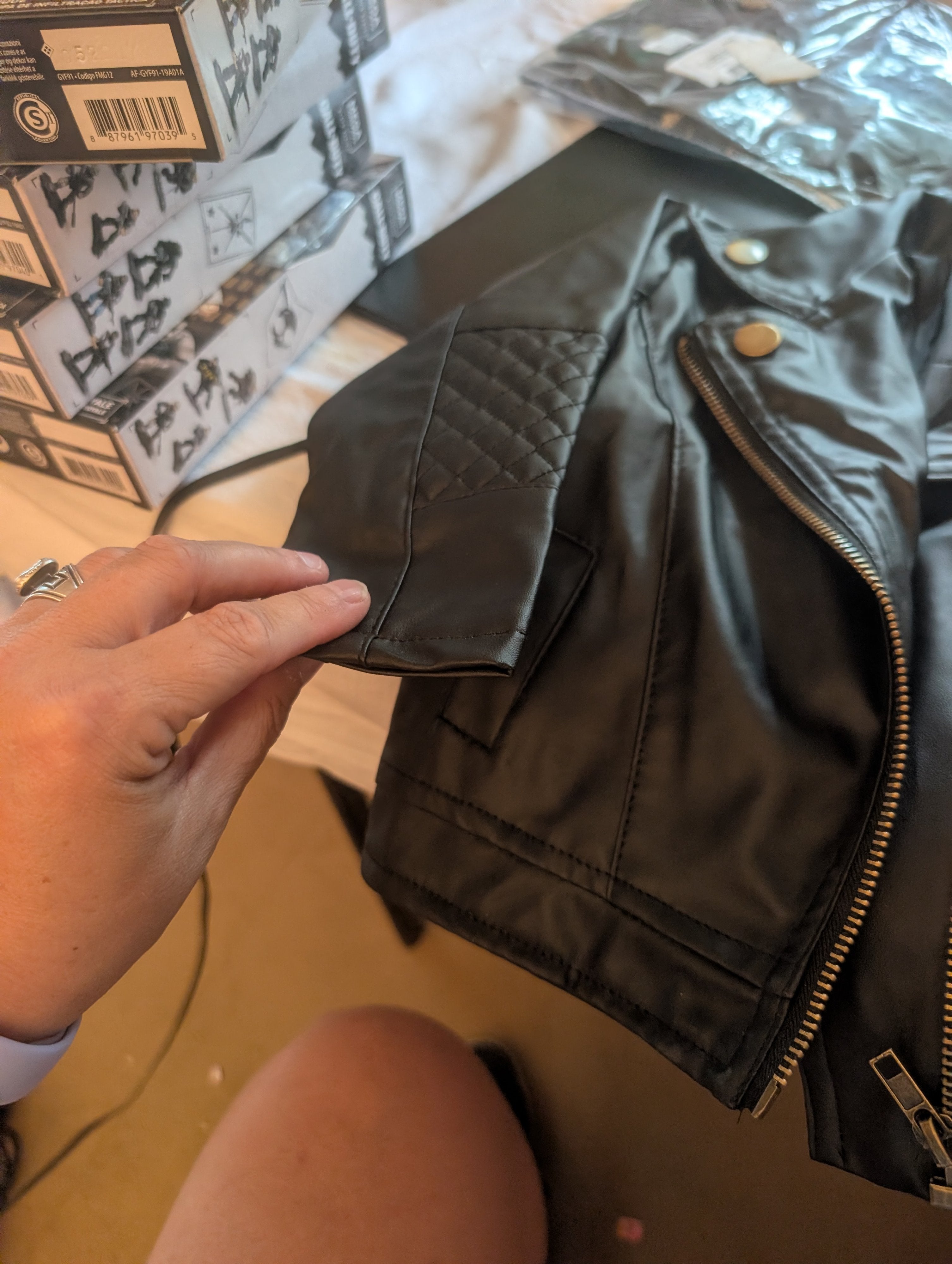Children's Faux Leather Biker Jacket Size 90 - Image 2