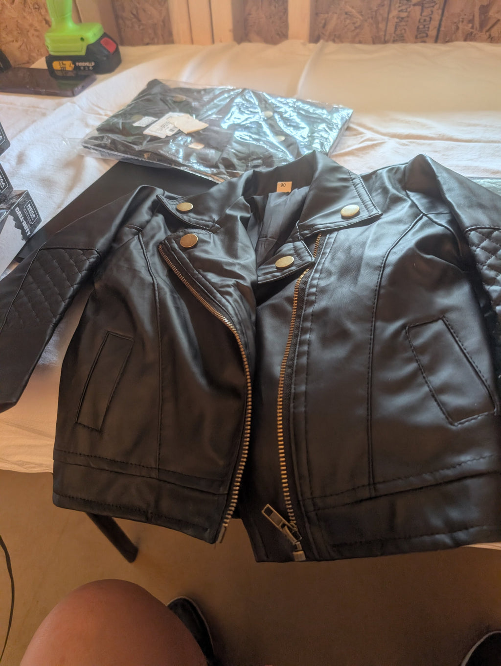Children's Faux Leather Biker Jacket Size 90 - Image 1