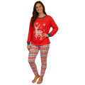 Christmas Pajama Set Reindeer Print Red/Green - Image 1