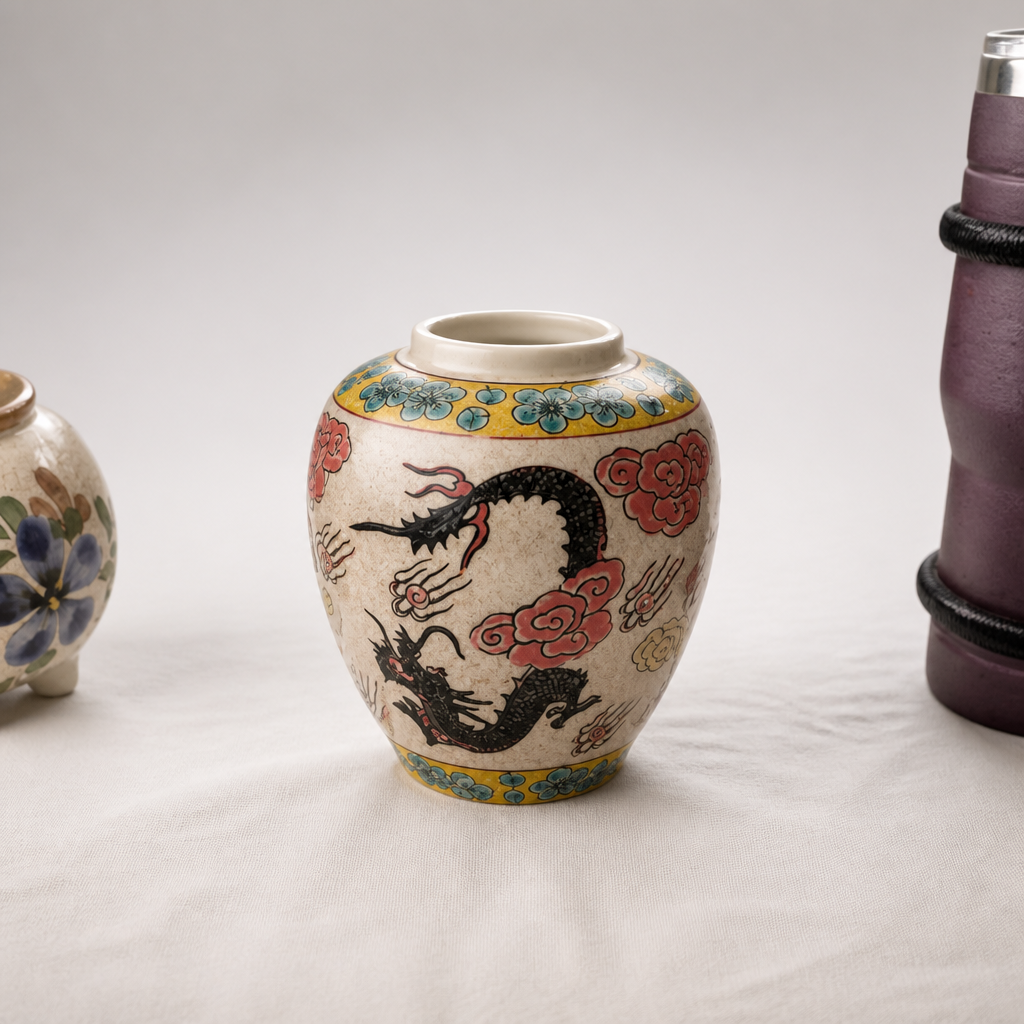 Vintage Ceramic Vase with Dragon Motif - Image 2
