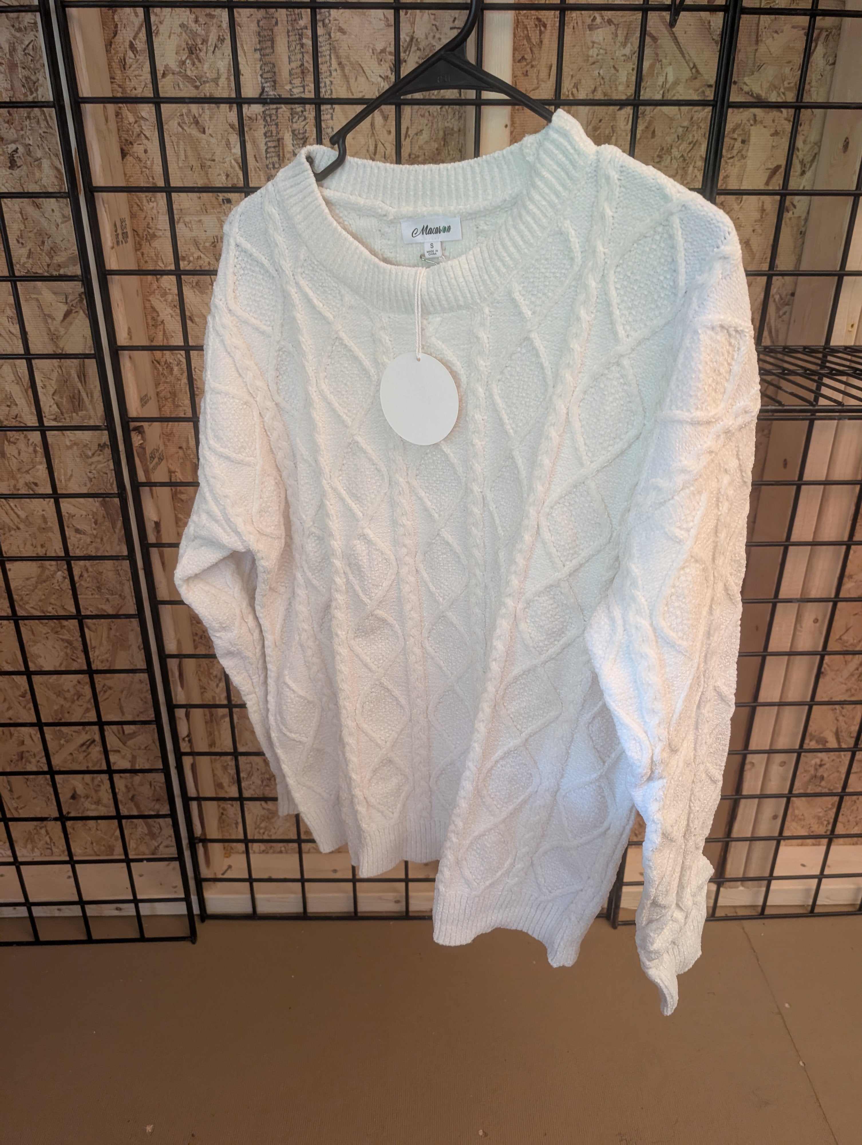 Macaron Cable Knit Sweater White Size S - Image 2