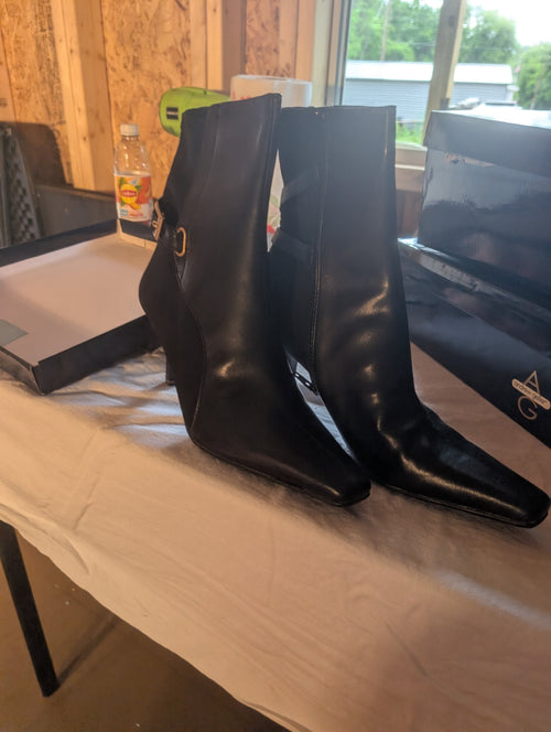 Andrew Geller Black Leather Ankle Boots with Buckle Detail - Image 2