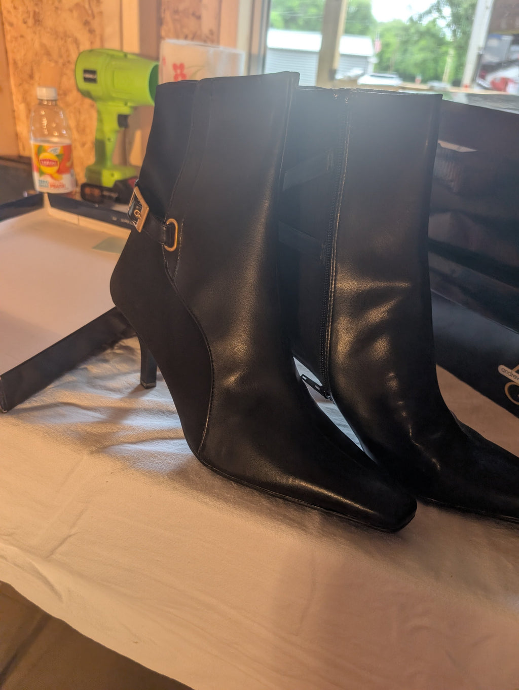 Andrew Geller Black Leather Ankle Boots with Buckle Detail - Image 3