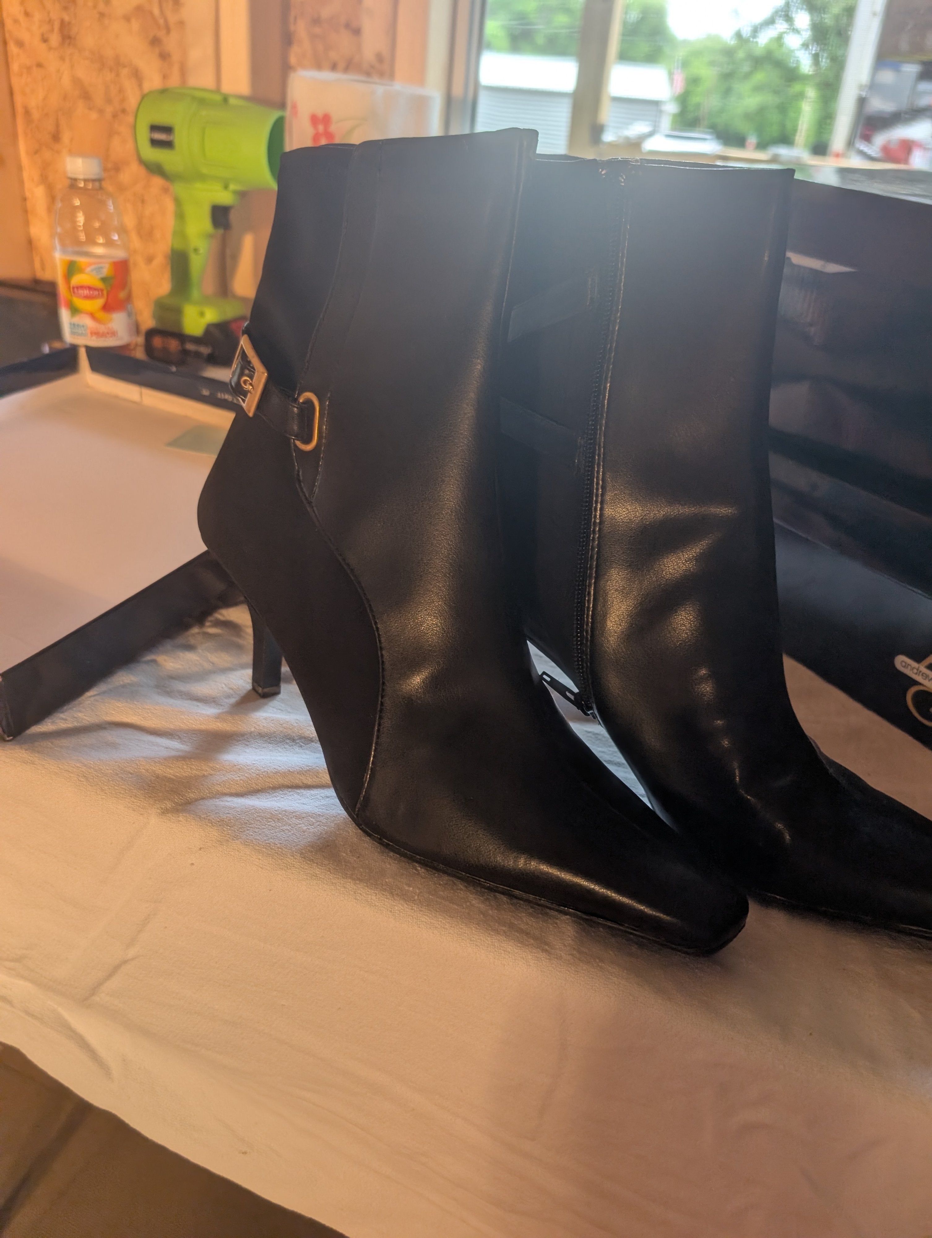 Andrew Geller Black Leather Ankle Boots with Buckle Detail - Image 3