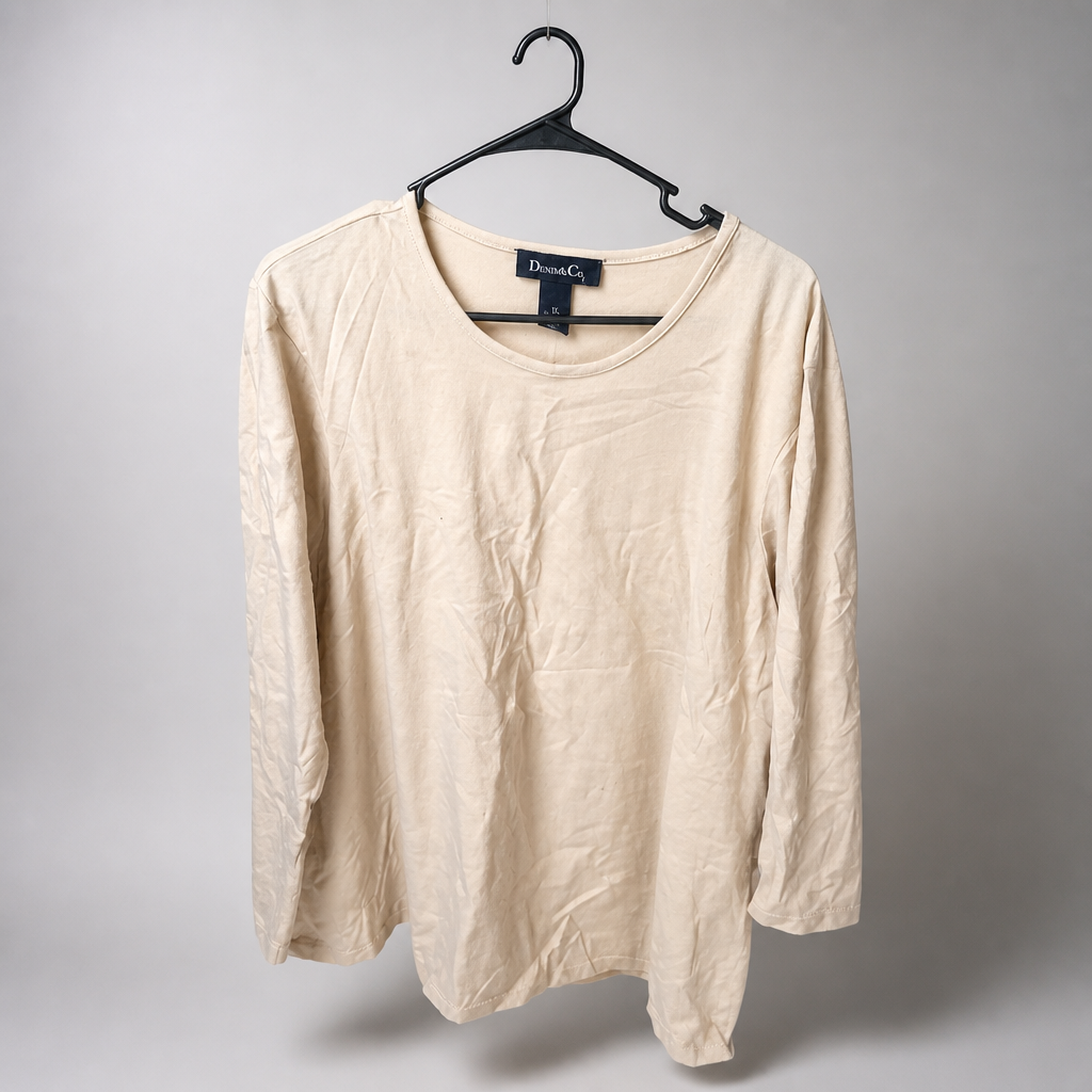 Denim & Co. Women's Beige Long Sleeve Top Size 1X - Image 1