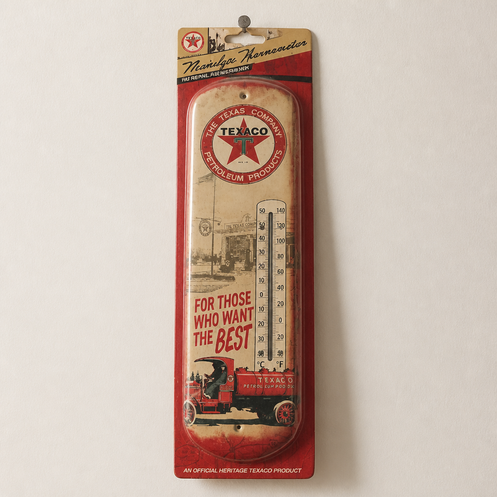 Texaco Nostalgic Tin Metal Thermometer Vintage Style - Image 1