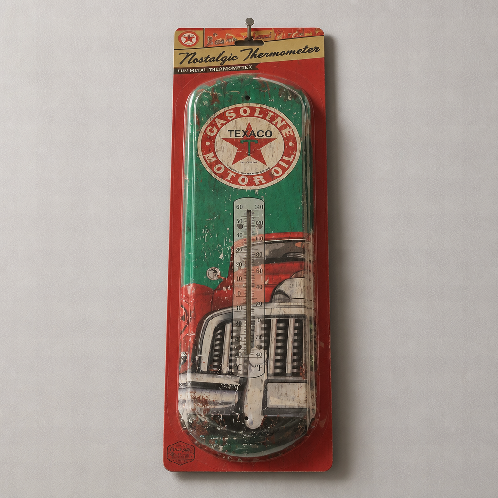 Texaco Nostalgic Tin Metal Thermometer - Image 1