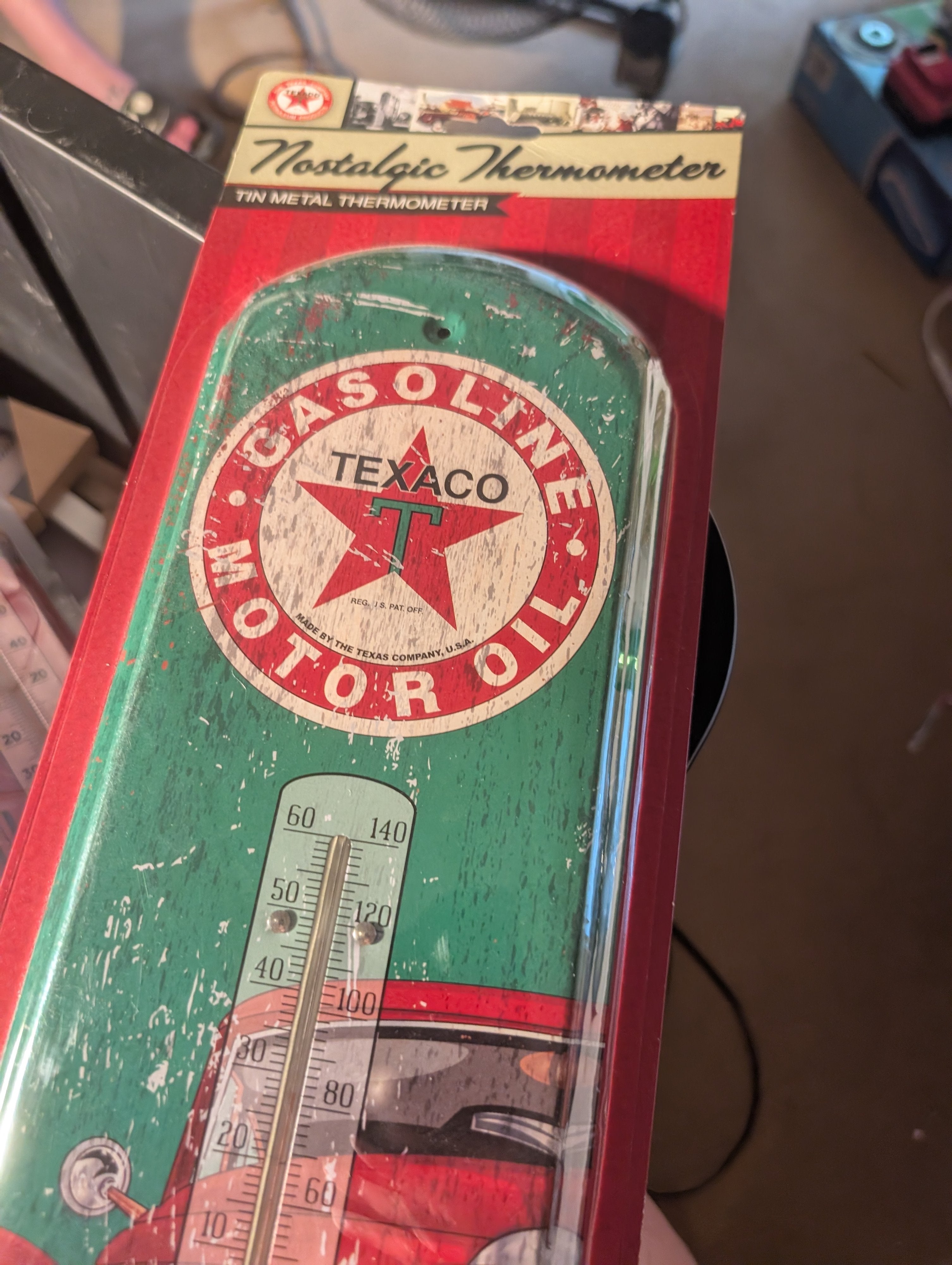 Texaco Nostalgic Tin Metal Thermometer - Image 3