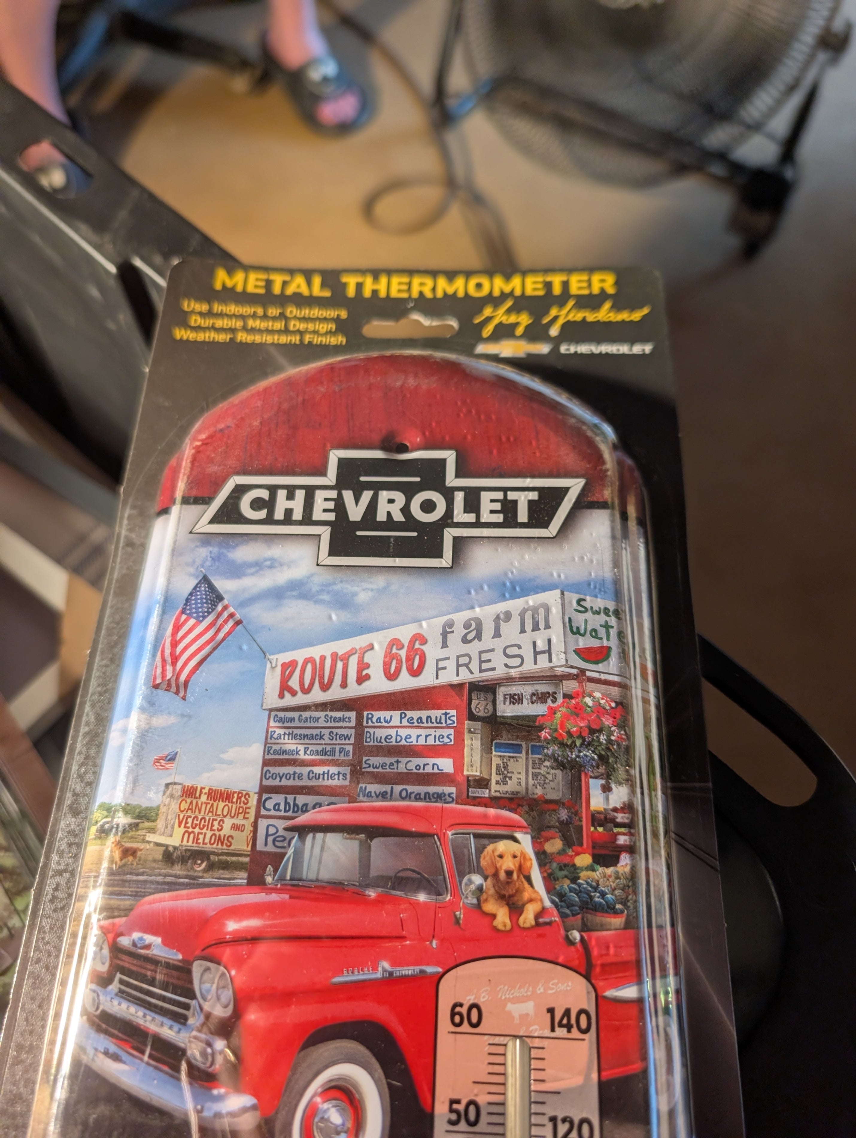 Chevrolet Metal Thermometer Route 66 Design 13.5" x 5" - Image 3