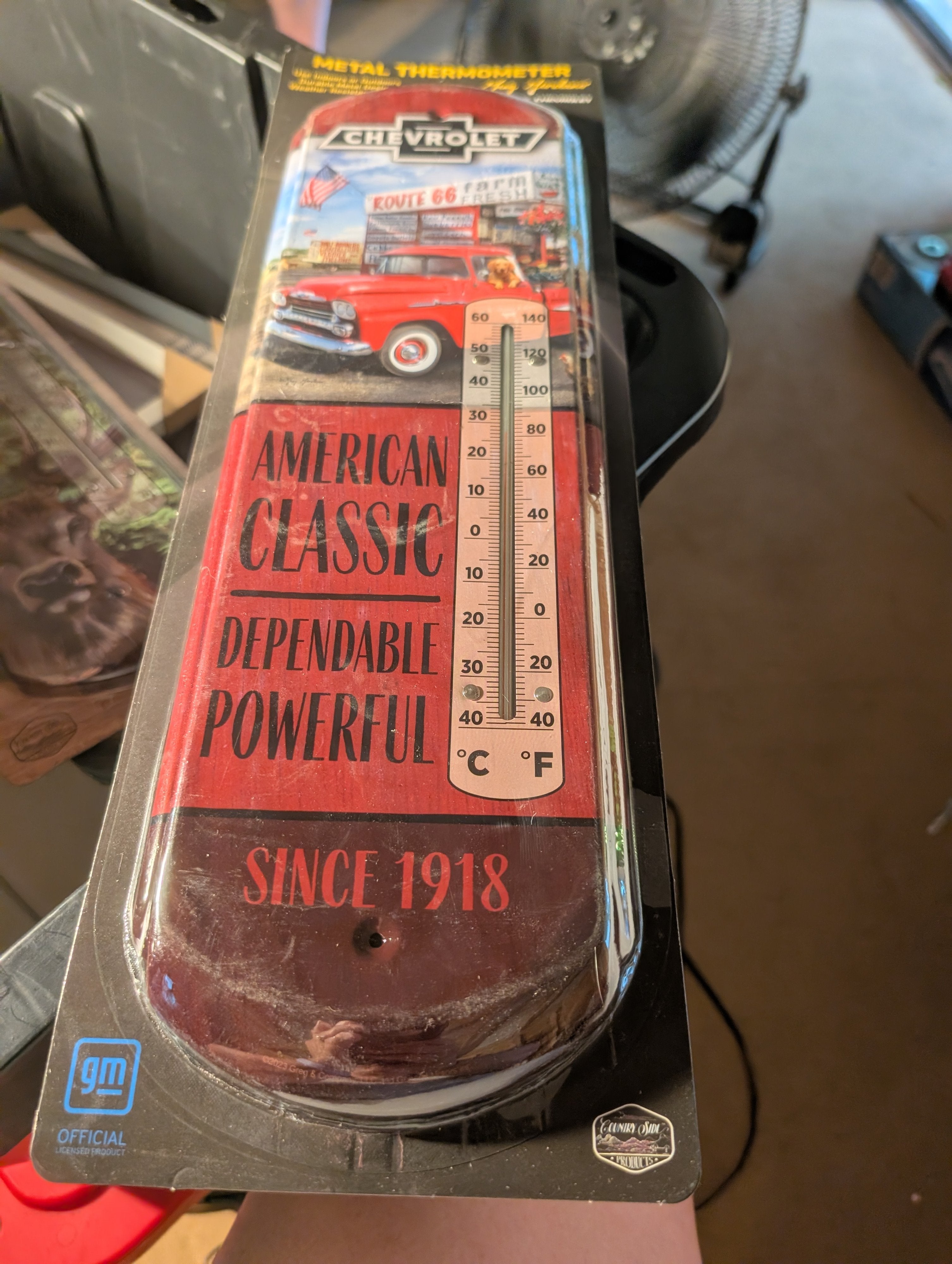 Chevrolet Metal Thermometer Route 66 Design 13.5" x 5" - Image 2