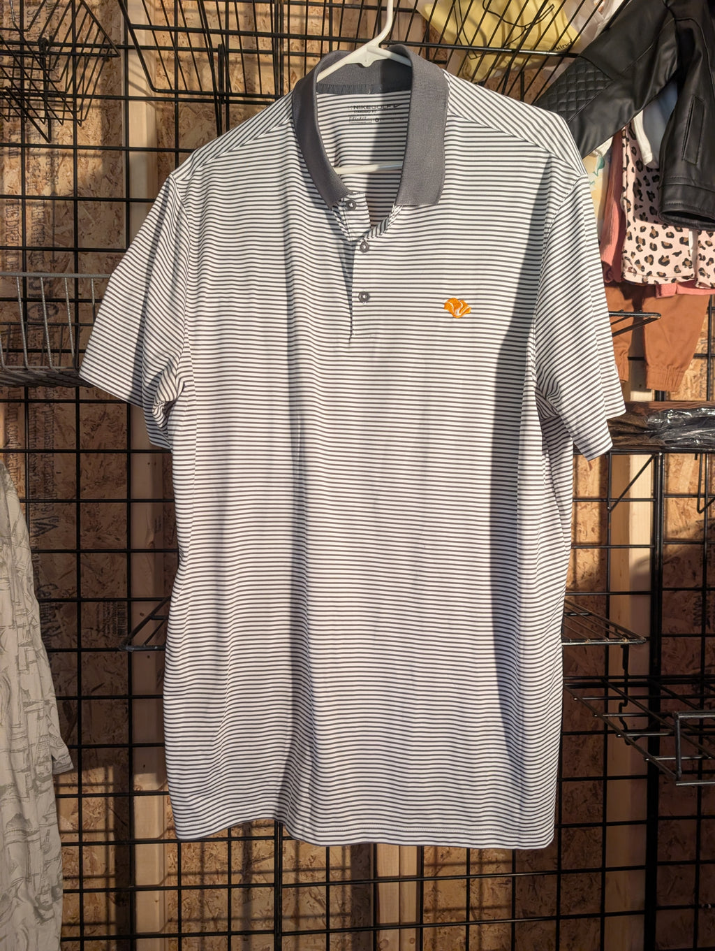 Nike Golf Dri-Fit Striped Polo Shirt Size L - Image 2