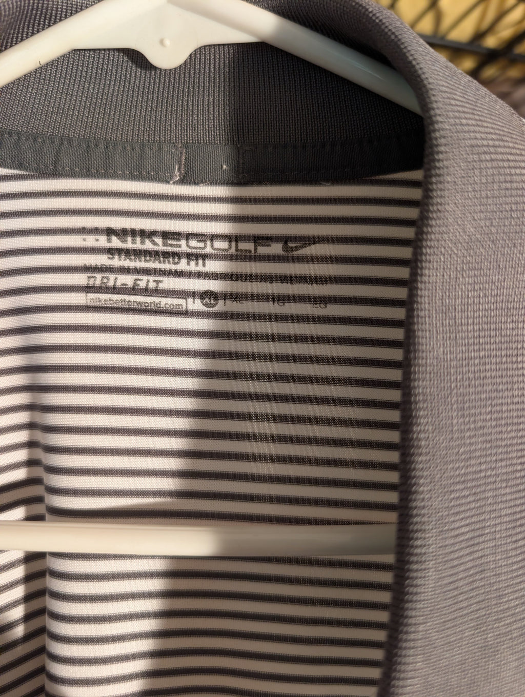 Nike Golf Dri-Fit Striped Polo Shirt Size L - Image 3