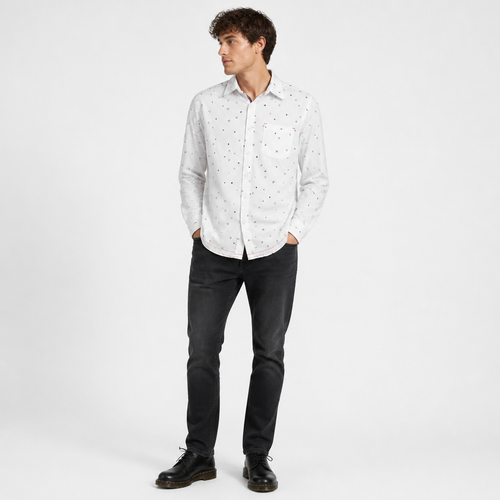 Burnside Men's White Patterned Button-Up Shirt XL - Image 1