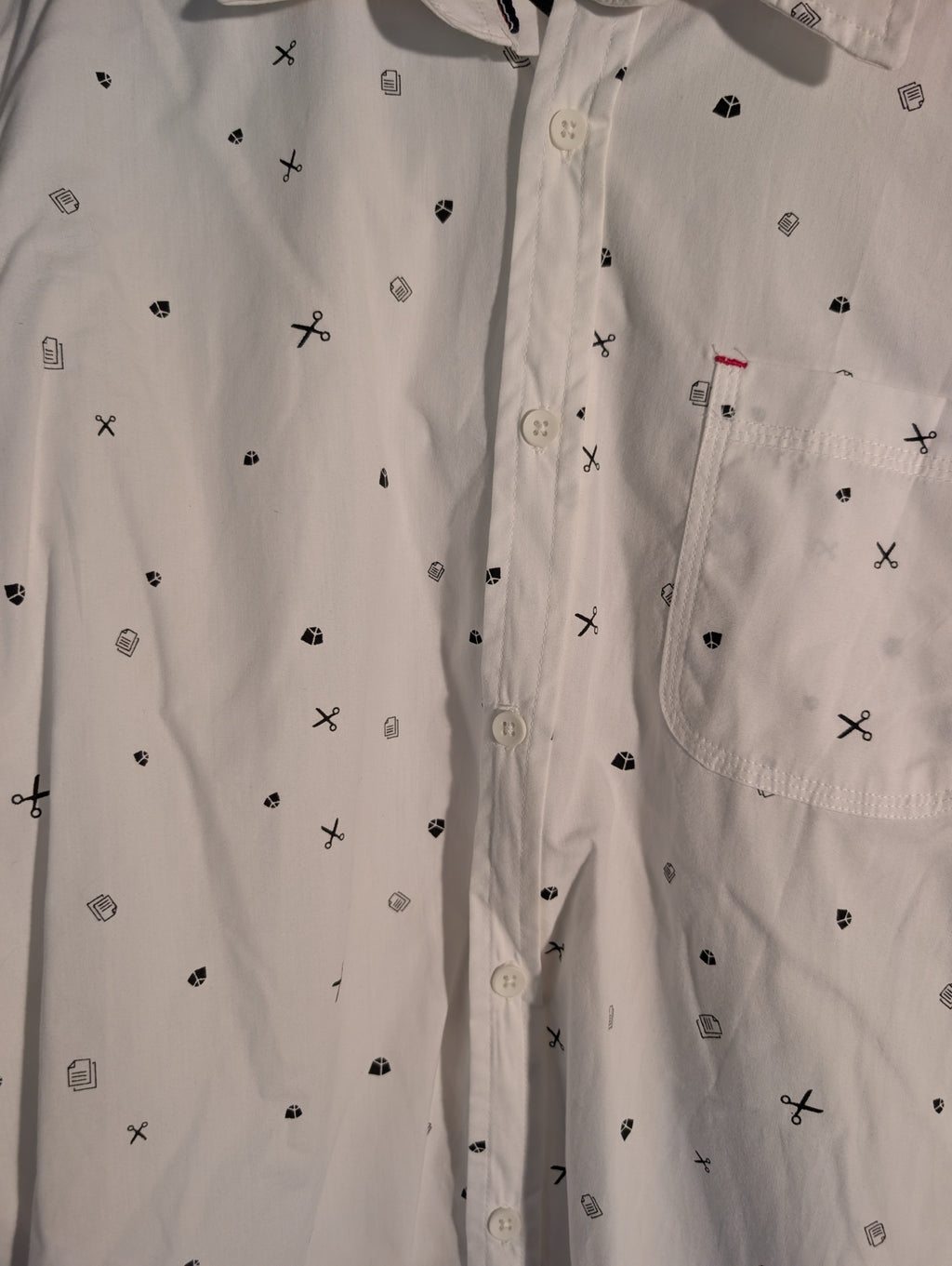 Burnside Men's White Patterned Button-Up Shirt XL - Image 3