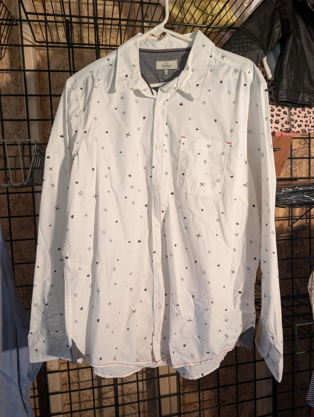 Burnside Men's White Patterned Button-Up Shirt XL - Image 2