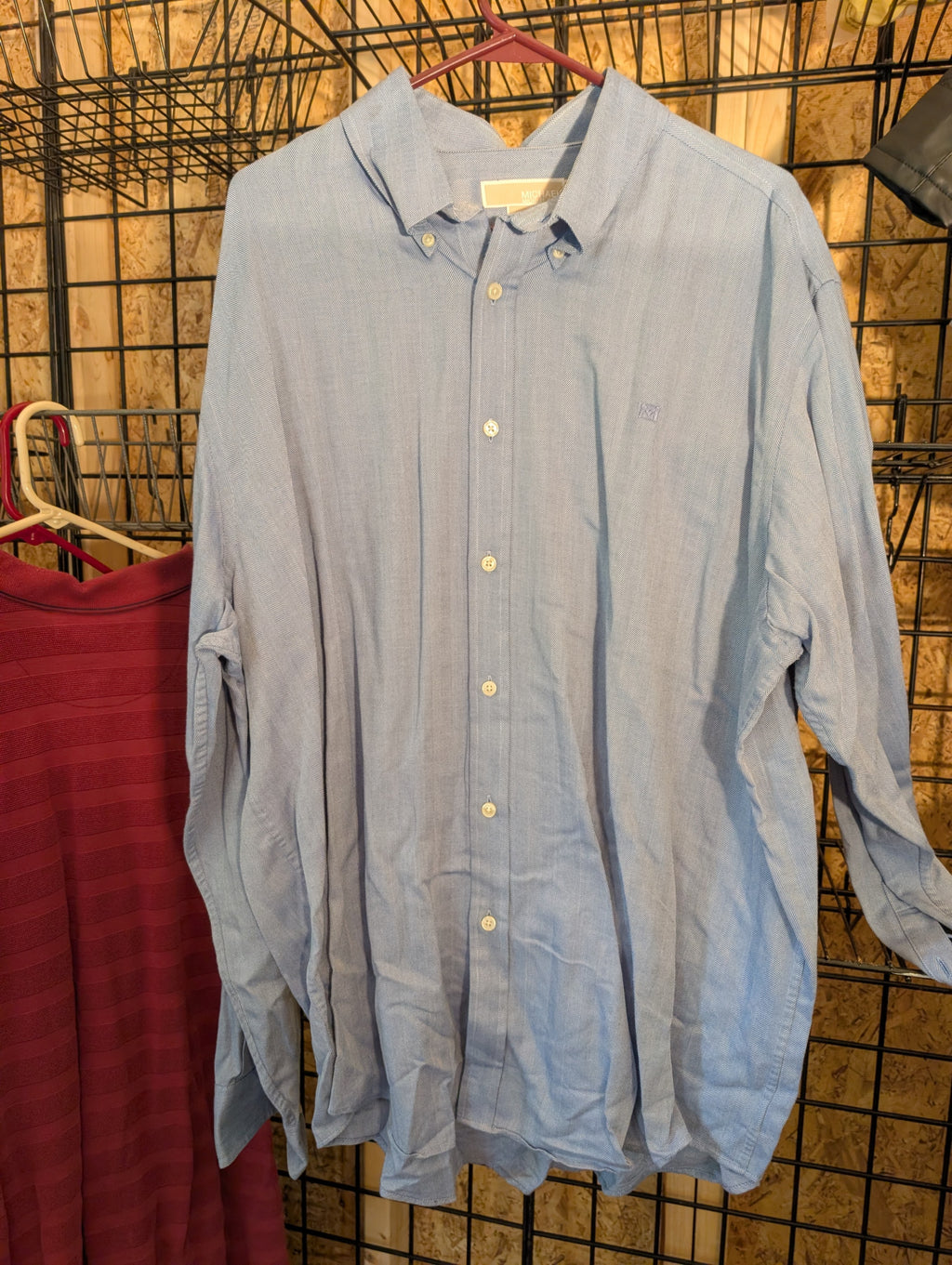 Michael Kors Men's Blue Button-Up Shirt XXL - Image 2