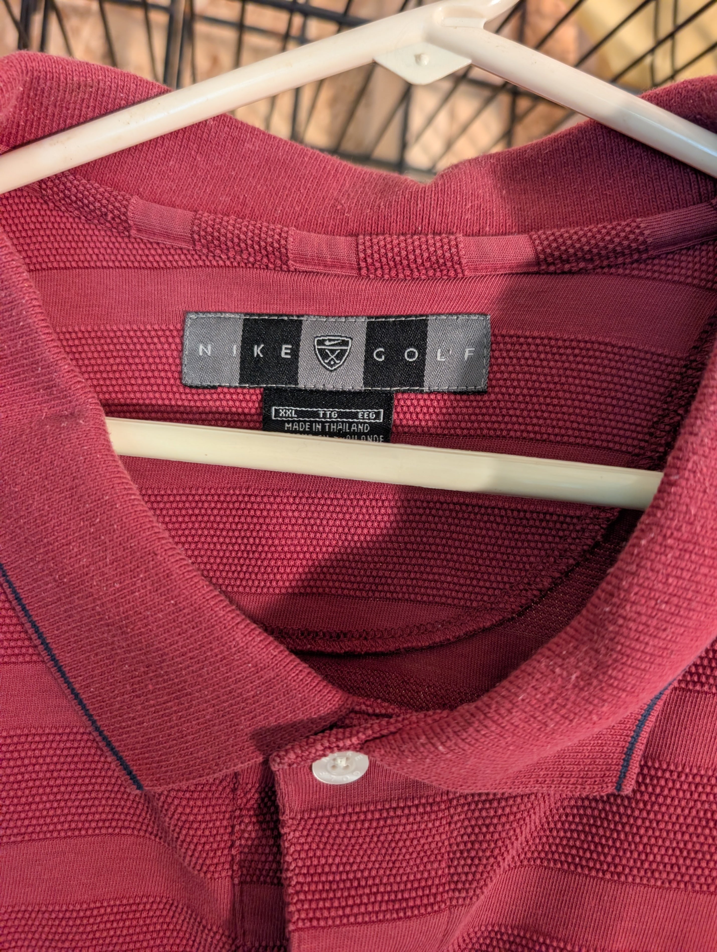 Nike Golf Polo Shirt XXL Red Striped - Image 3