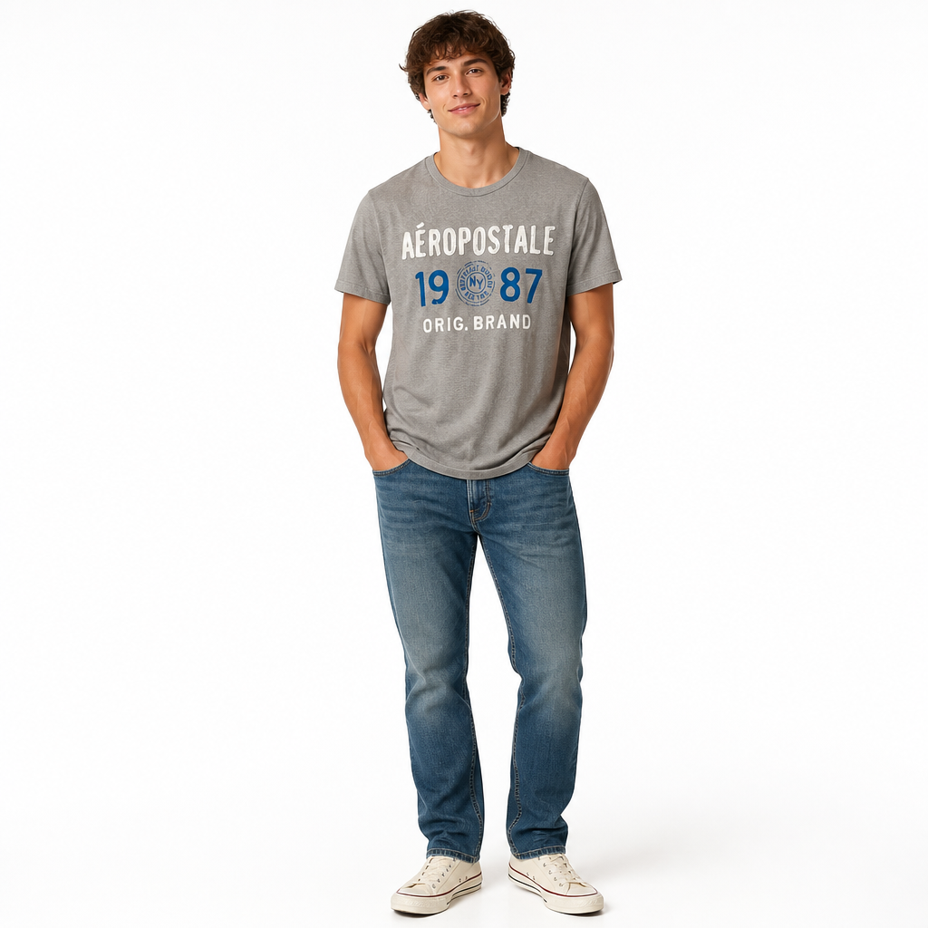 Aeropostale Men's Graphic T-Shirt XL Grey - Image 1