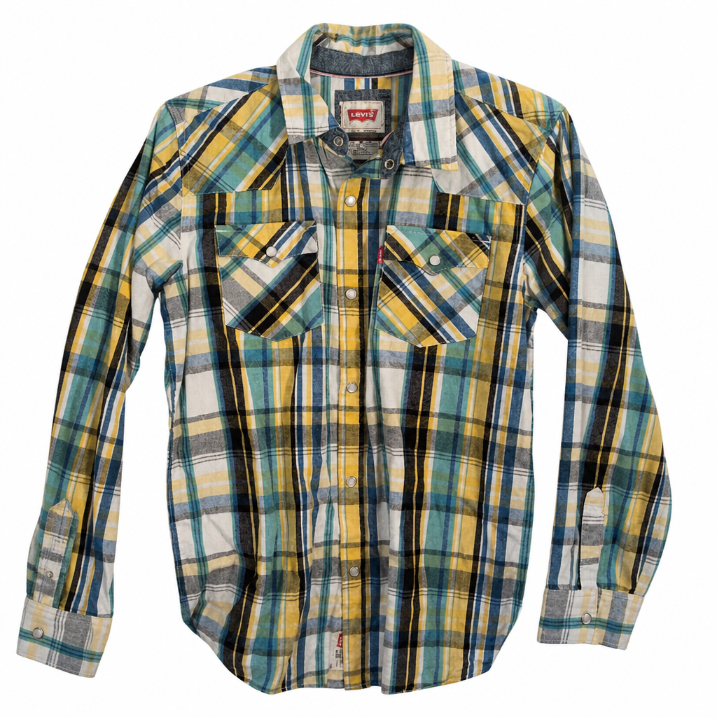 Levi's Boys Plaid Button-Up Shirt Size L - Image 1