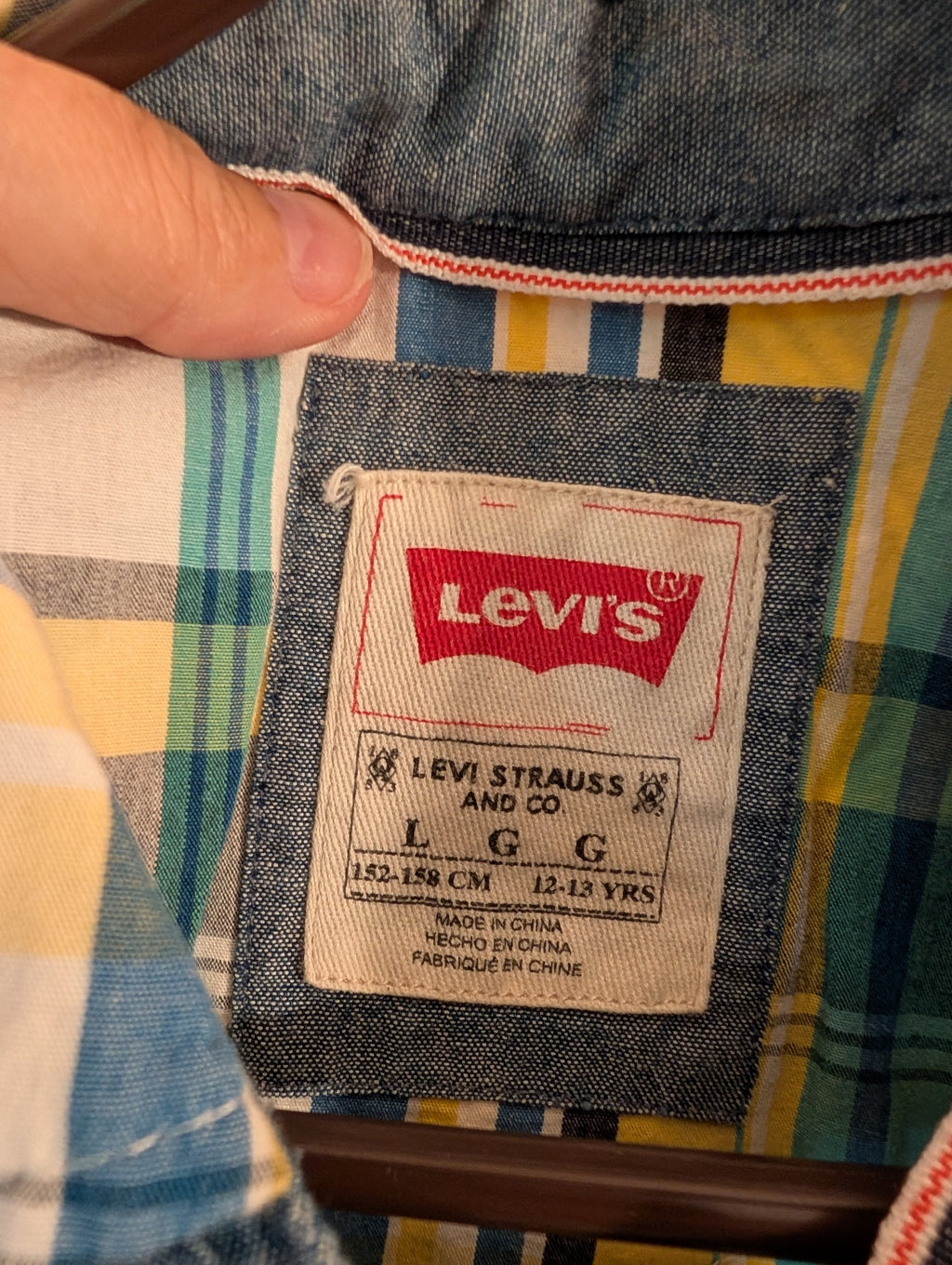Levi's Boys Plaid Button-Up Shirt Size L - Image 4