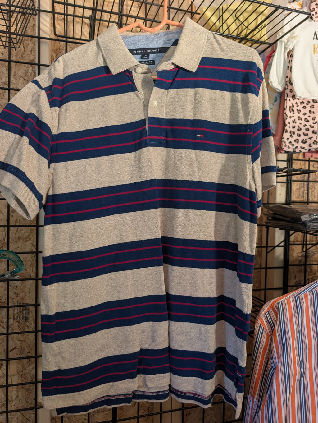 Tommy Hilfiger Classic Fit Striped Polo Shirt L/G - Image 1