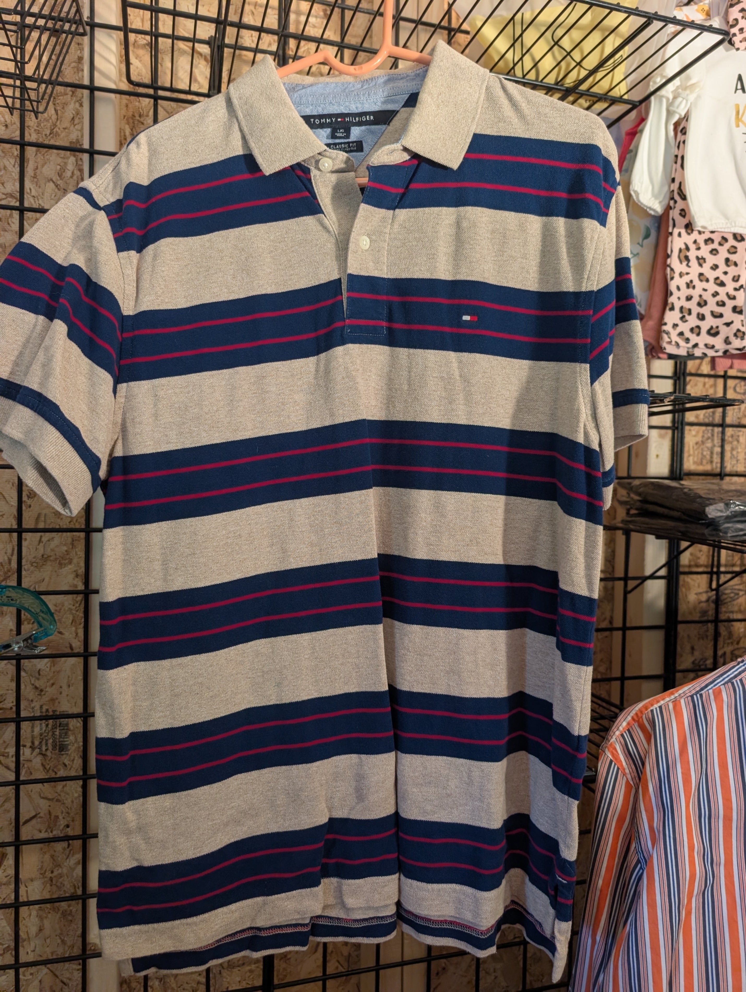 Tommy Hilfiger Classic Fit Striped Polo Shirt L/G - Image 1