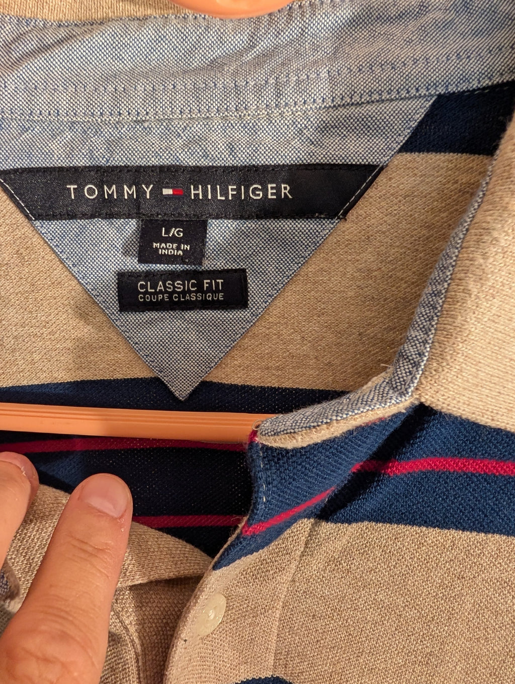 Tommy Hilfiger Classic Fit Striped Polo Shirt L/G - Image 3