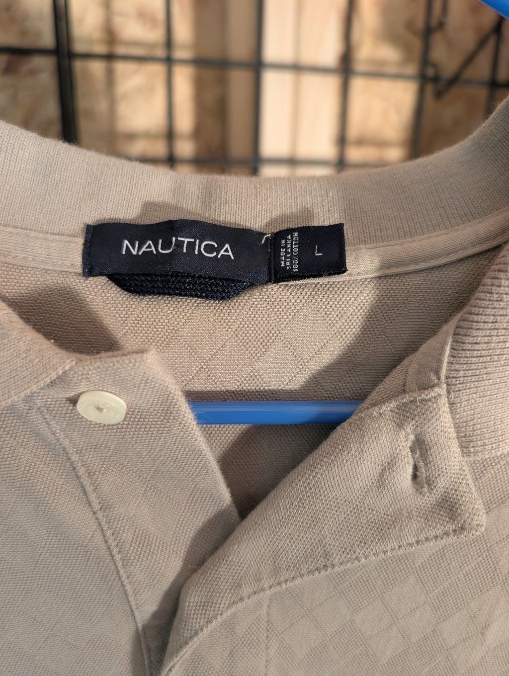 Nautica Men's Polo Shirt Beige Size L - Image 3