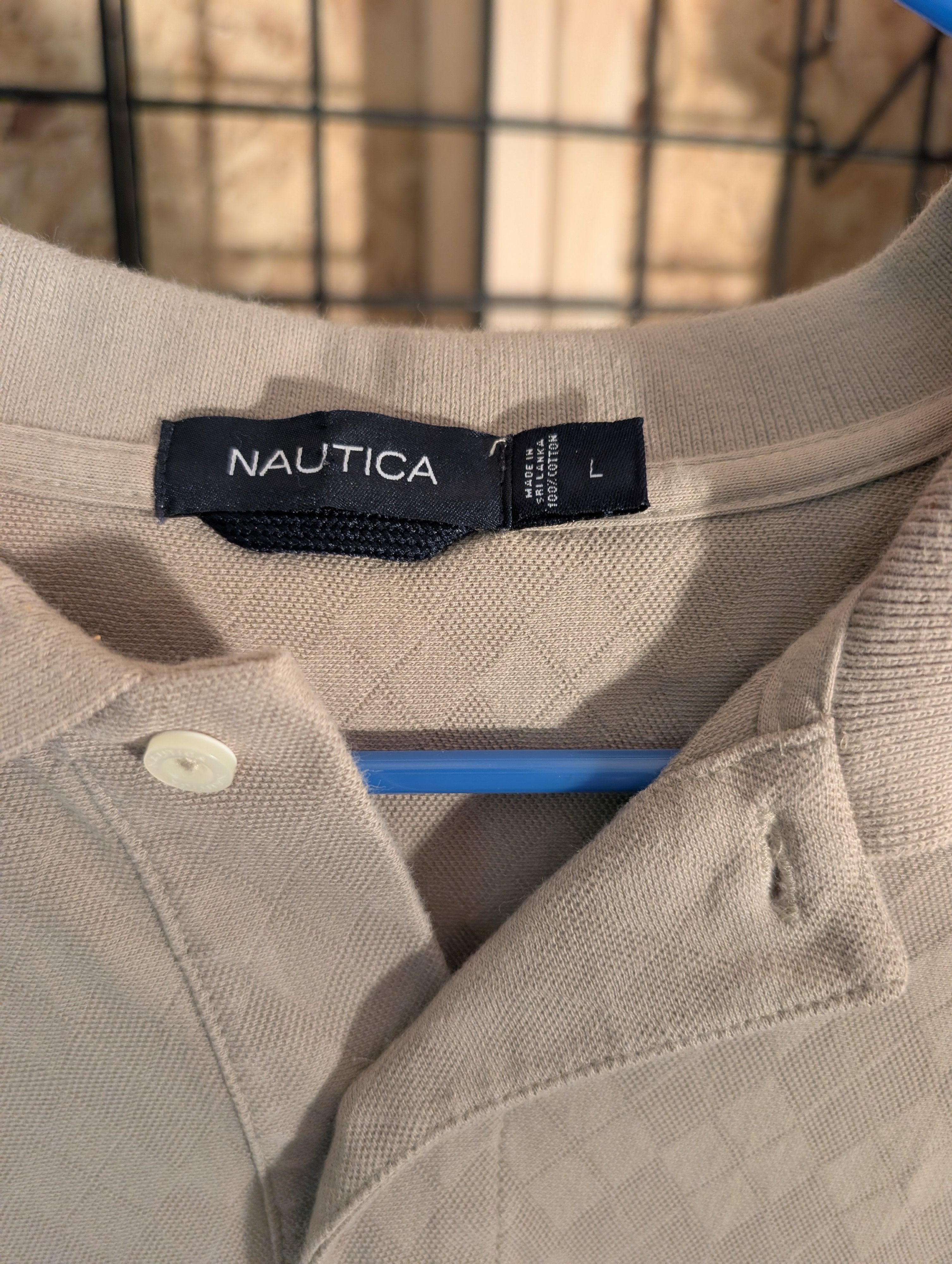 Nautica Men's Polo Shirt Beige Size L - Image 3