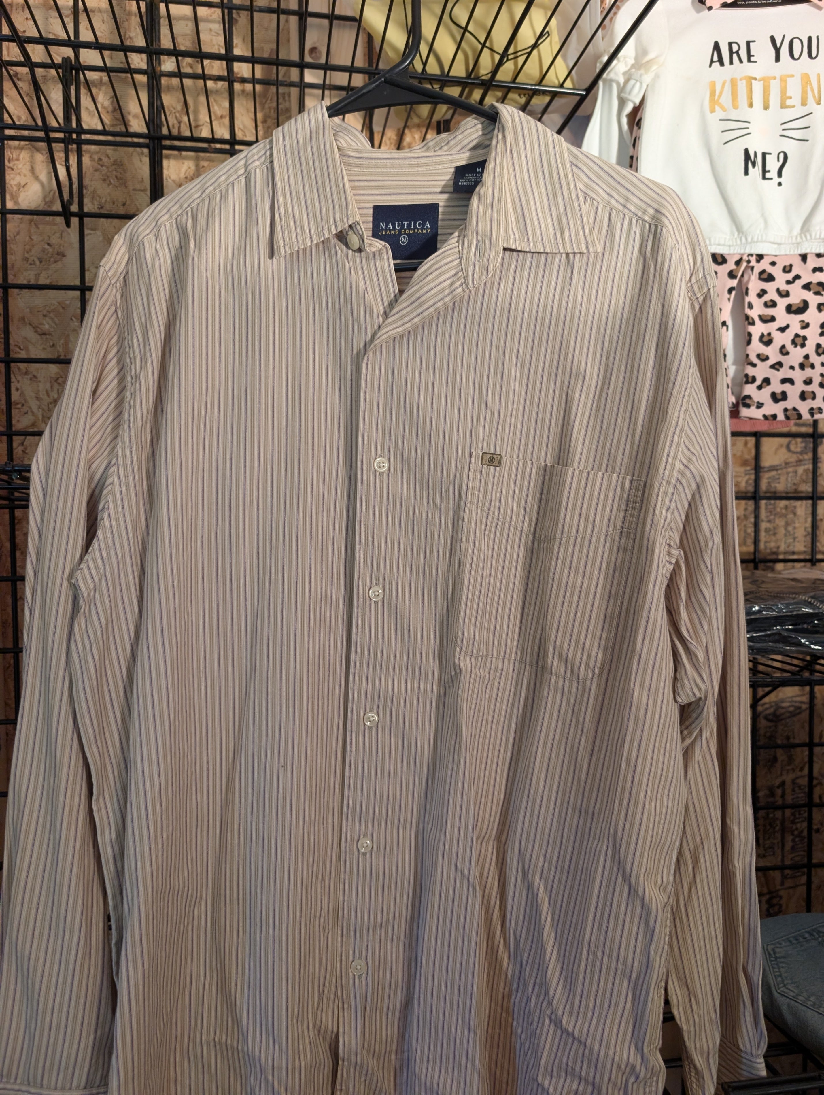 Nautica Jeans Company Striped Button-Up Shirt Medium - Image 1