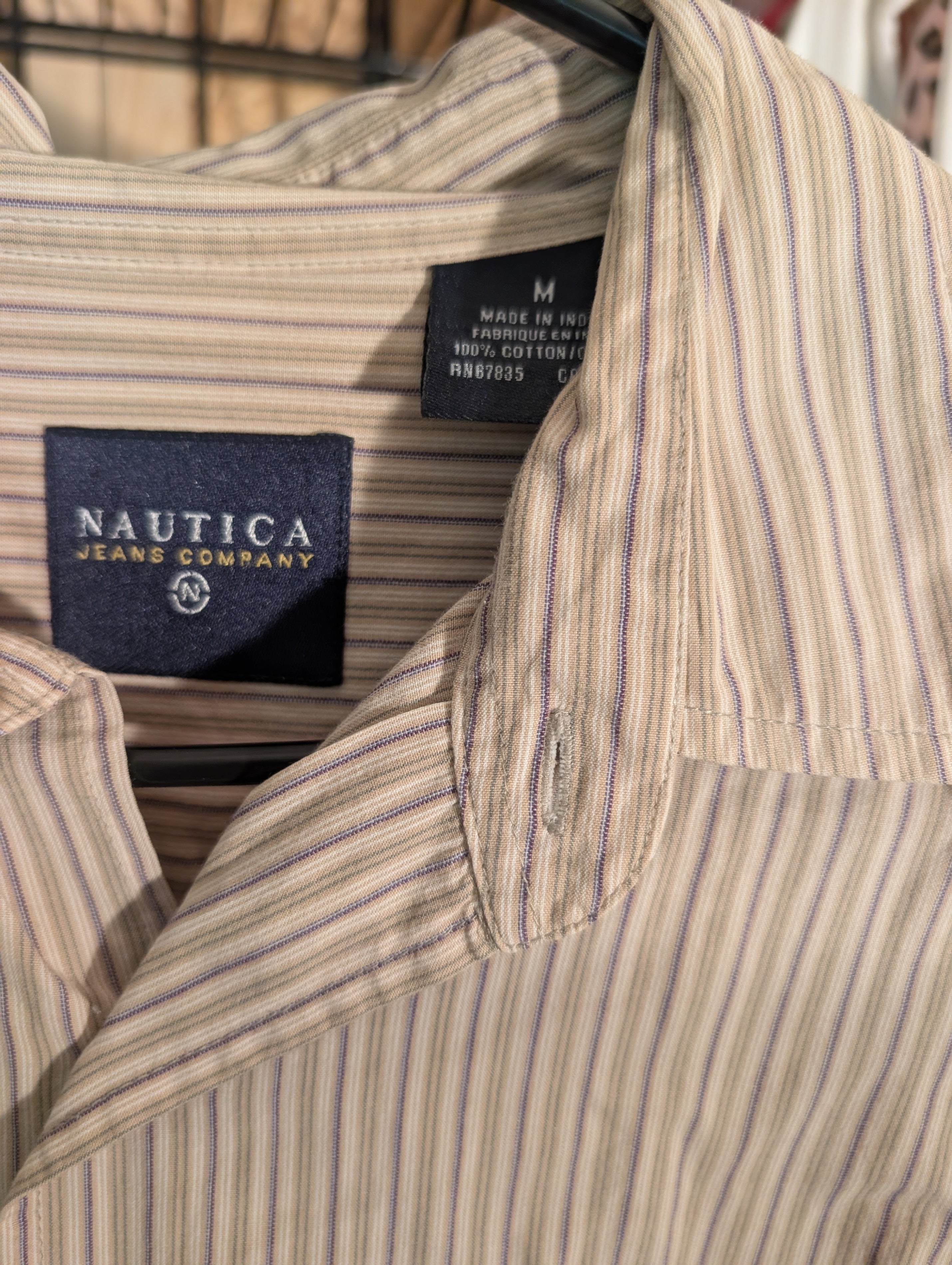 Nautica Jeans Company Striped Button-Up Shirt Medium - Image 2