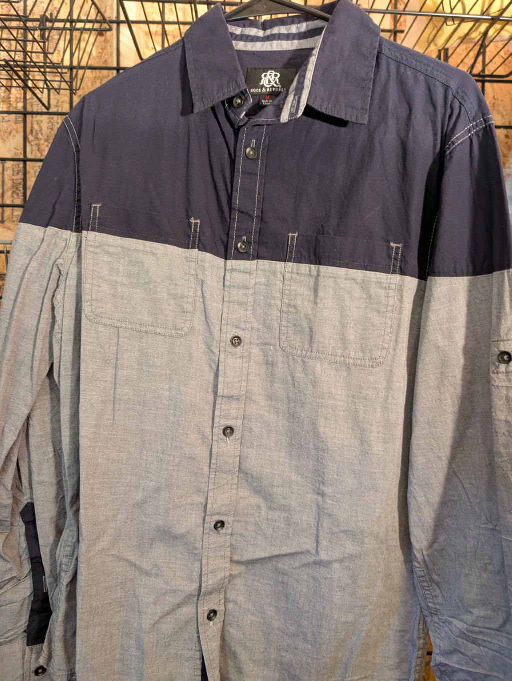 Rock & Republic Men's Two-Tone Button-Up Shirt M - Image 1