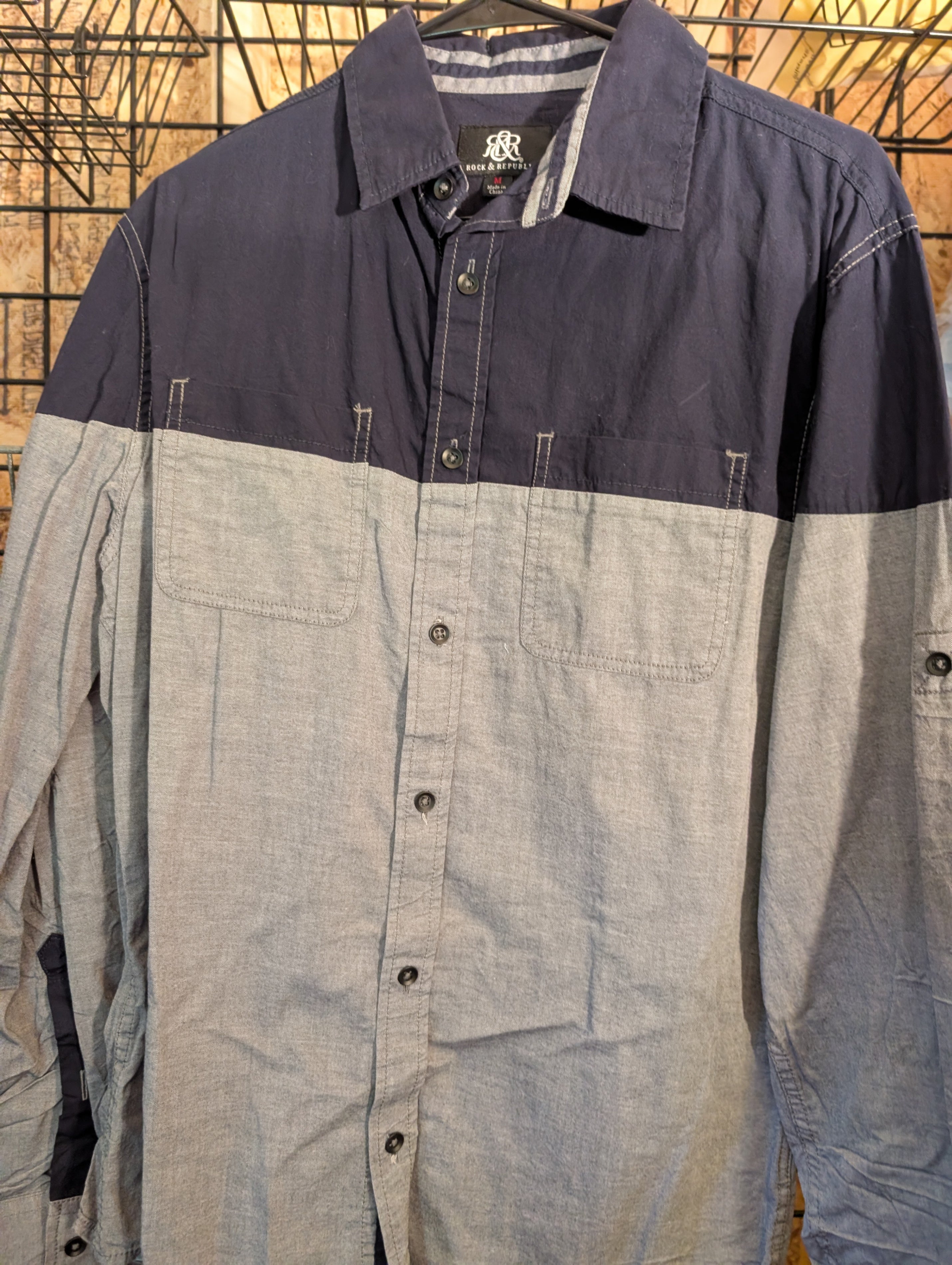 Rock & Republic Men's Two-Tone Button-Up Shirt M - Image 1