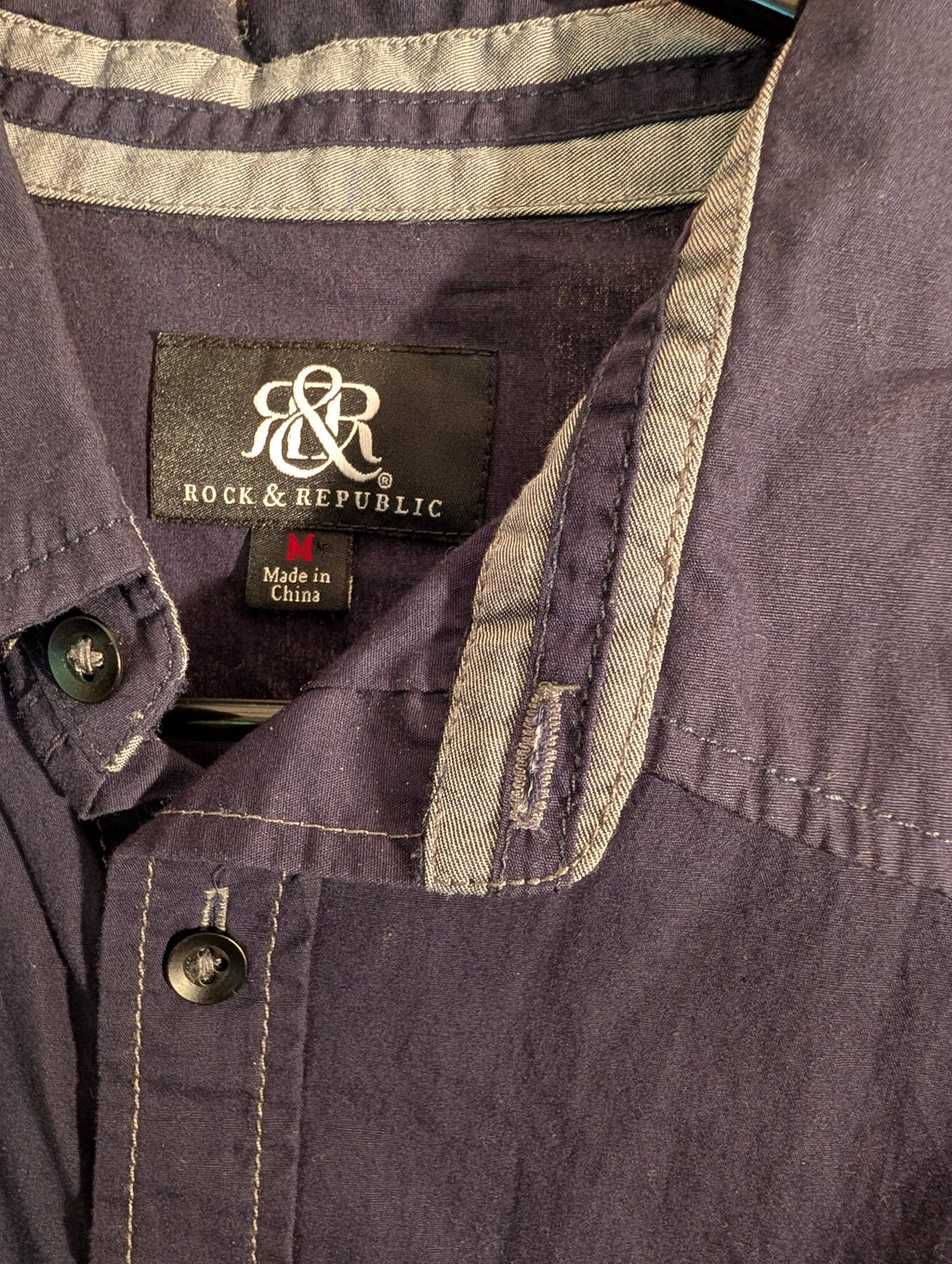 Rock & Republic Men's Two-Tone Button-Up Shirt M - Image 2
