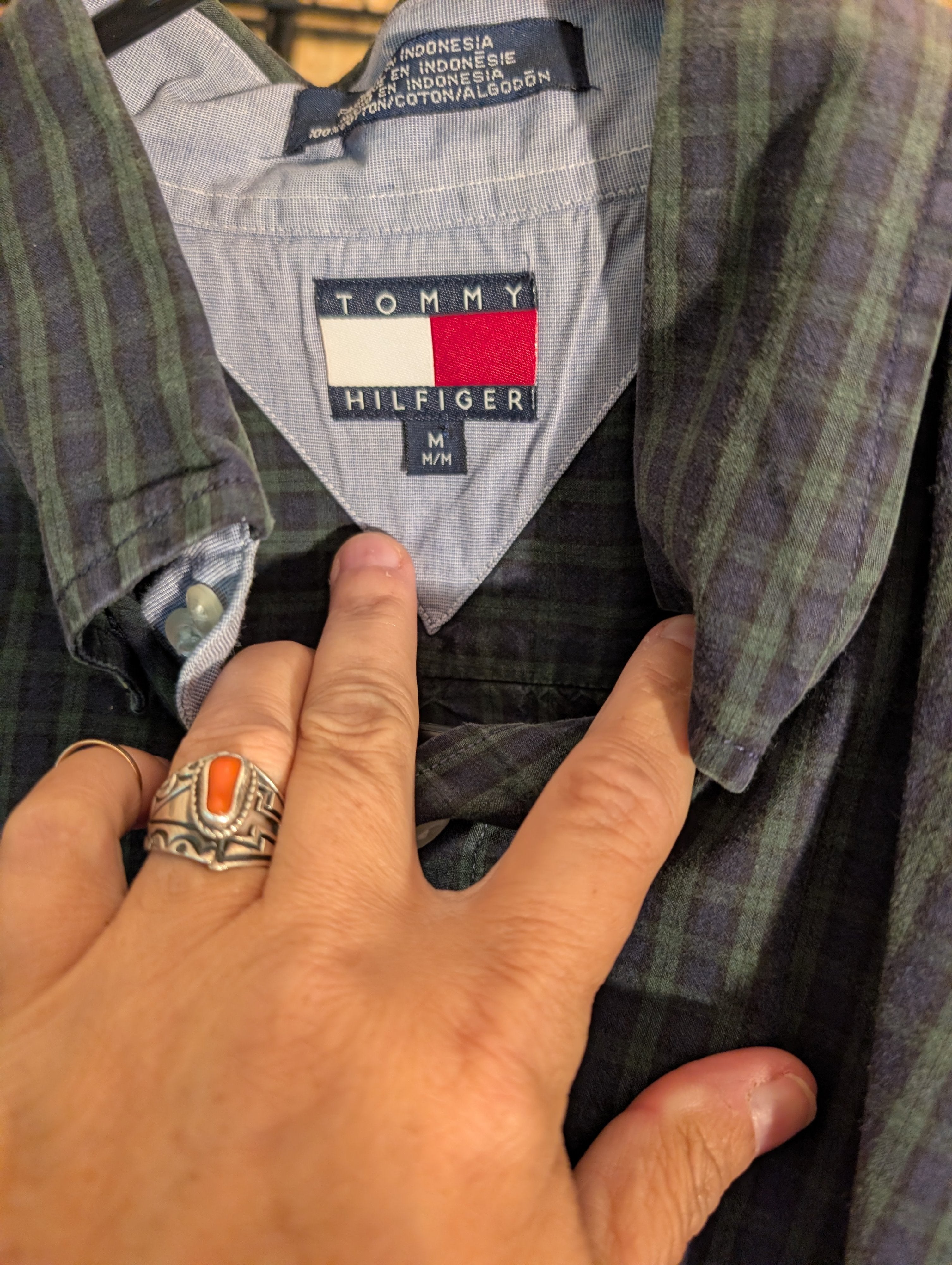 Tommy Hilfiger Men's Plaid Button-Up Shirt Medium - Image 3