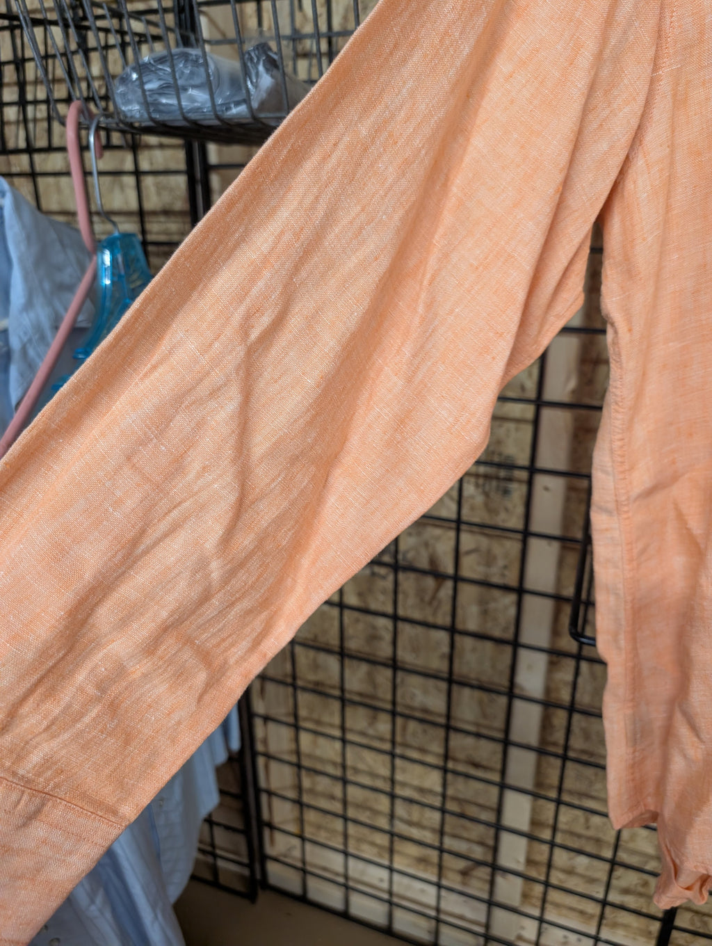 Alan Flusser XL Linen Button-Up Shirt Orange - Image 2