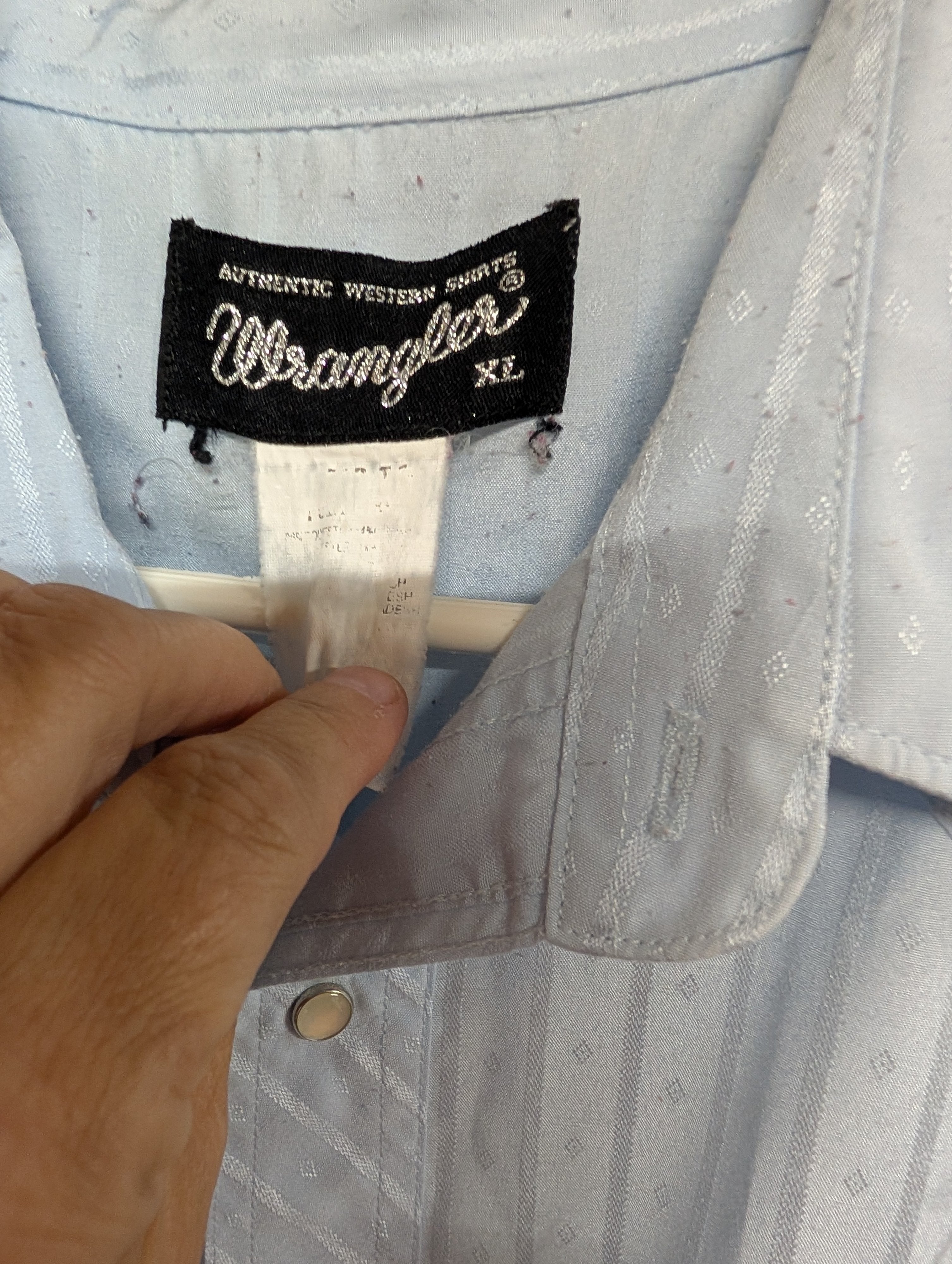 Wrangler L Western Pearl Snap Shirt Light Blue - Image 2